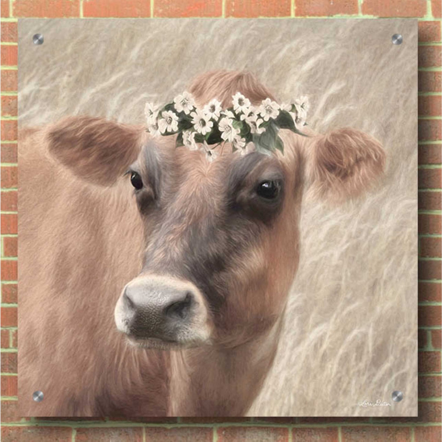 Epic Art 'Floral Cow II' by Lori Deiter, Acrylic Glass Wall Art,36x36