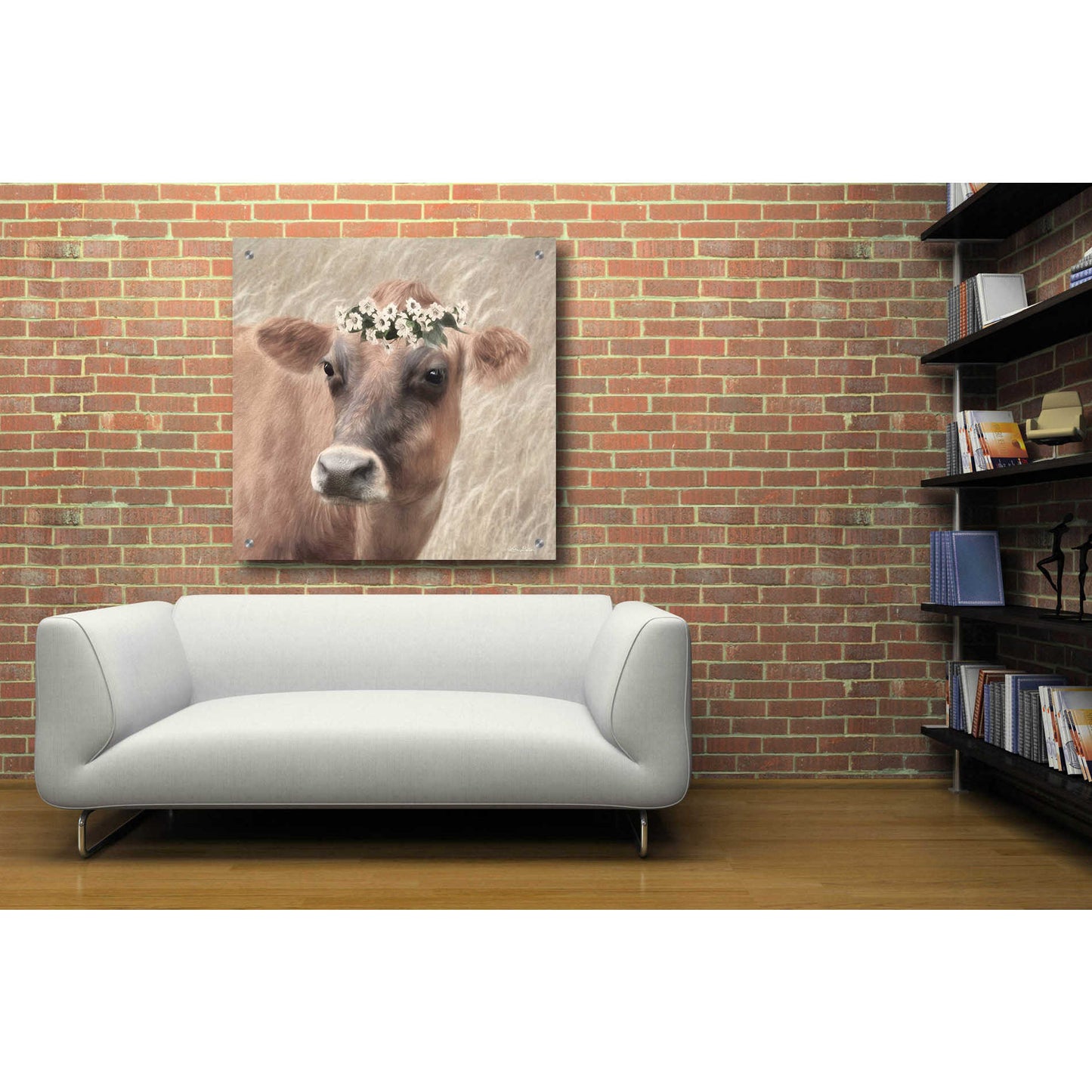 Epic Art 'Floral Cow II' by Lori Deiter, Acrylic Glass Wall Art,36x36