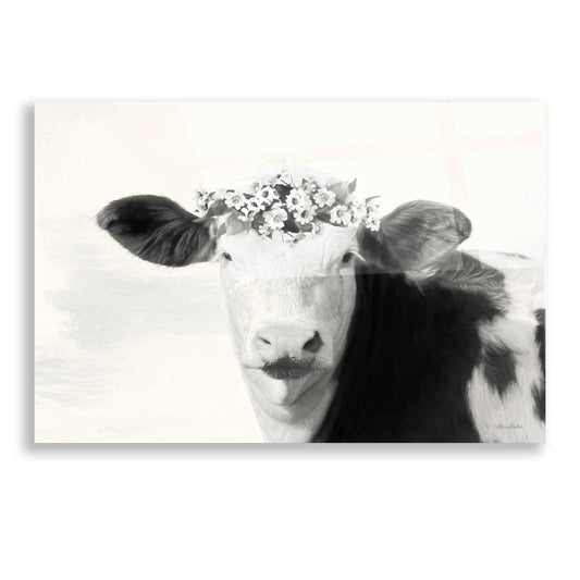 Epic Art 'Spotted Cow with Flowers' by Lori Deiter, Acrylic Glass Wall Art