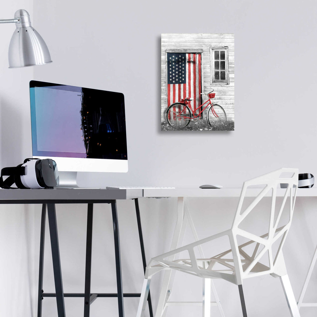 Epic Art 'Patriotic Bicycle' by Lori Deiter, Acrylic Glass Wall Art,12x16
