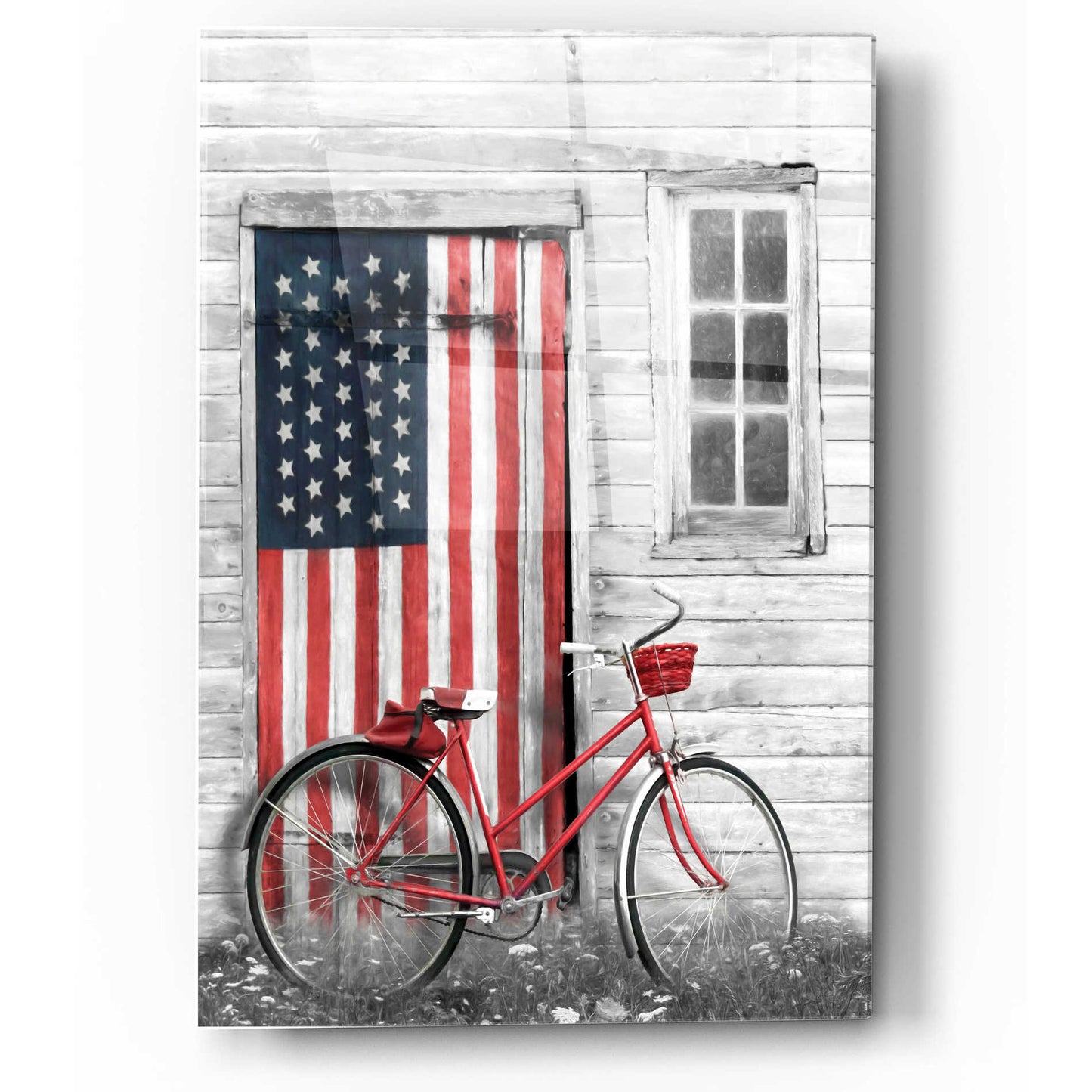 Epic Art 'Patriotic Bicycle' by Lori Deiter, Acrylic Glass Wall Art,12x16