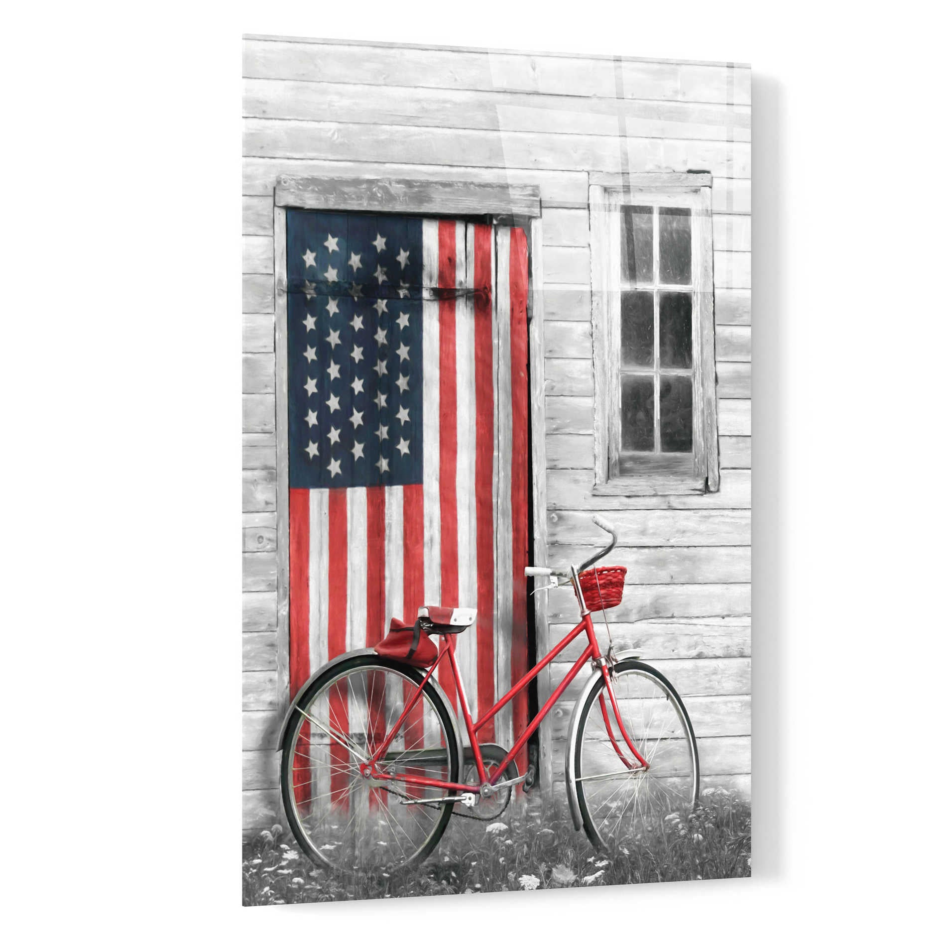 Epic Art 'Patriotic Bicycle' by Lori Deiter, Acrylic Glass Wall Art,16x24