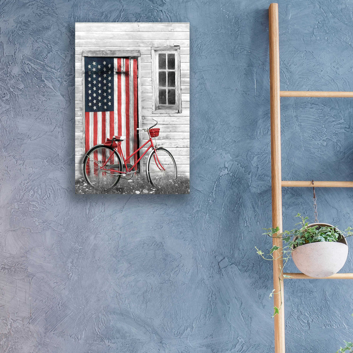 Epic Art 'Patriotic Bicycle' by Lori Deiter, Acrylic Glass Wall Art,16x24