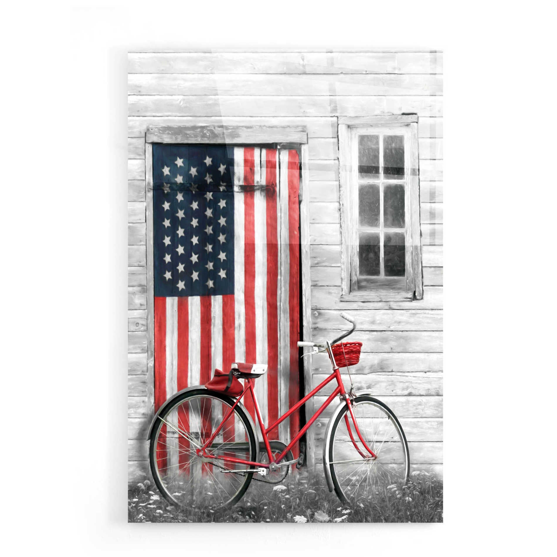 Epic Art 'Patriotic Bicycle' by Lori Deiter, Acrylic Glass Wall Art,16x24