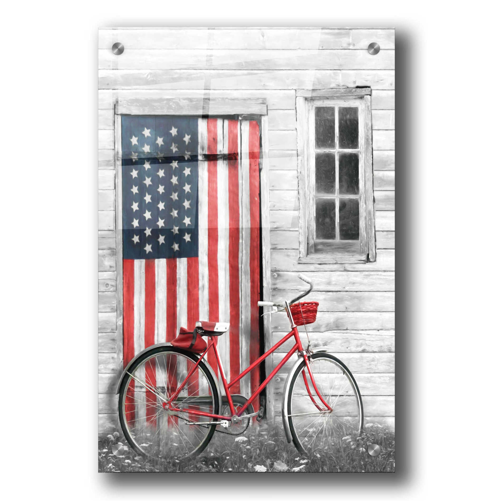 Epic Art 'Patriotic Bicycle' by Lori Deiter, Acrylic Glass Wall Art,24x36