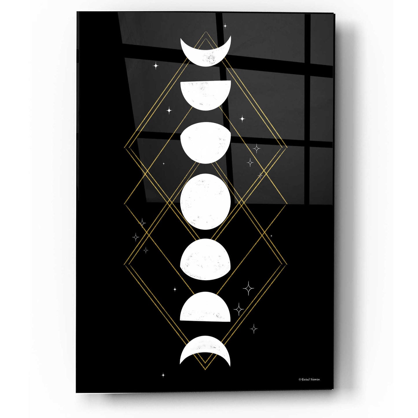 Epic Art 'Geometric Moon Phases' by Rachel Nieman, Acrylic Glass Wall Art,12x16