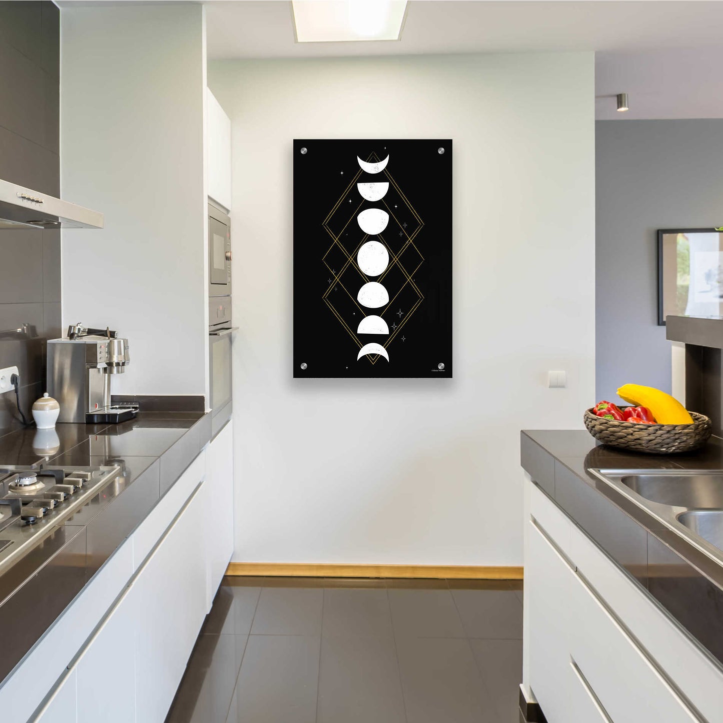 Epic Art 'Geometric Moon Phases' by Rachel Nieman, Acrylic Glass Wall Art,24x36