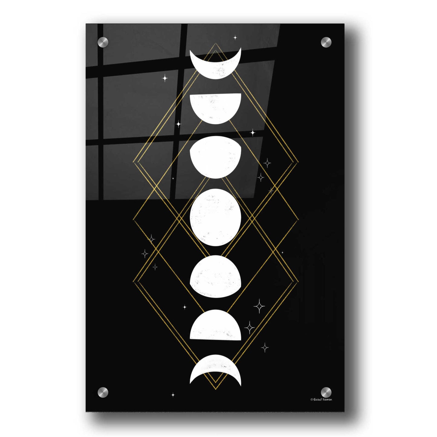 Epic Art 'Geometric Moon Phases' by Rachel Nieman, Acrylic Glass Wall Art,24x36