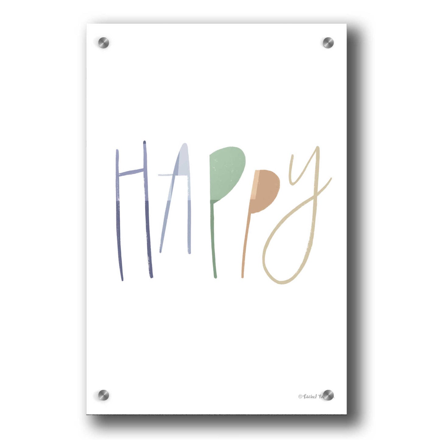 Epic Art 'Happy' by Rachel Nieman, Acrylic Glass Wall Art,24x36