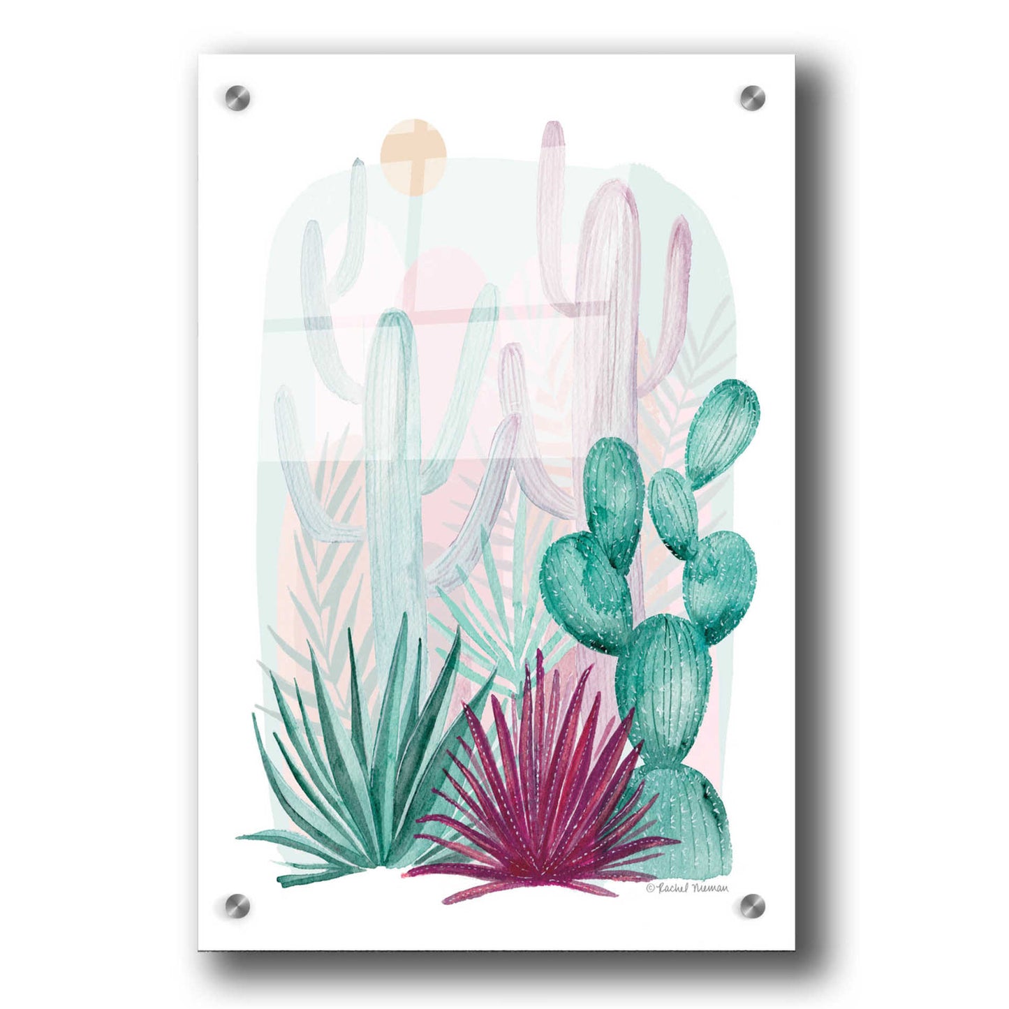 Epic Art 'Cactus Summer' by Rachel Nieman, Acrylic Glass Wall Art,24x36