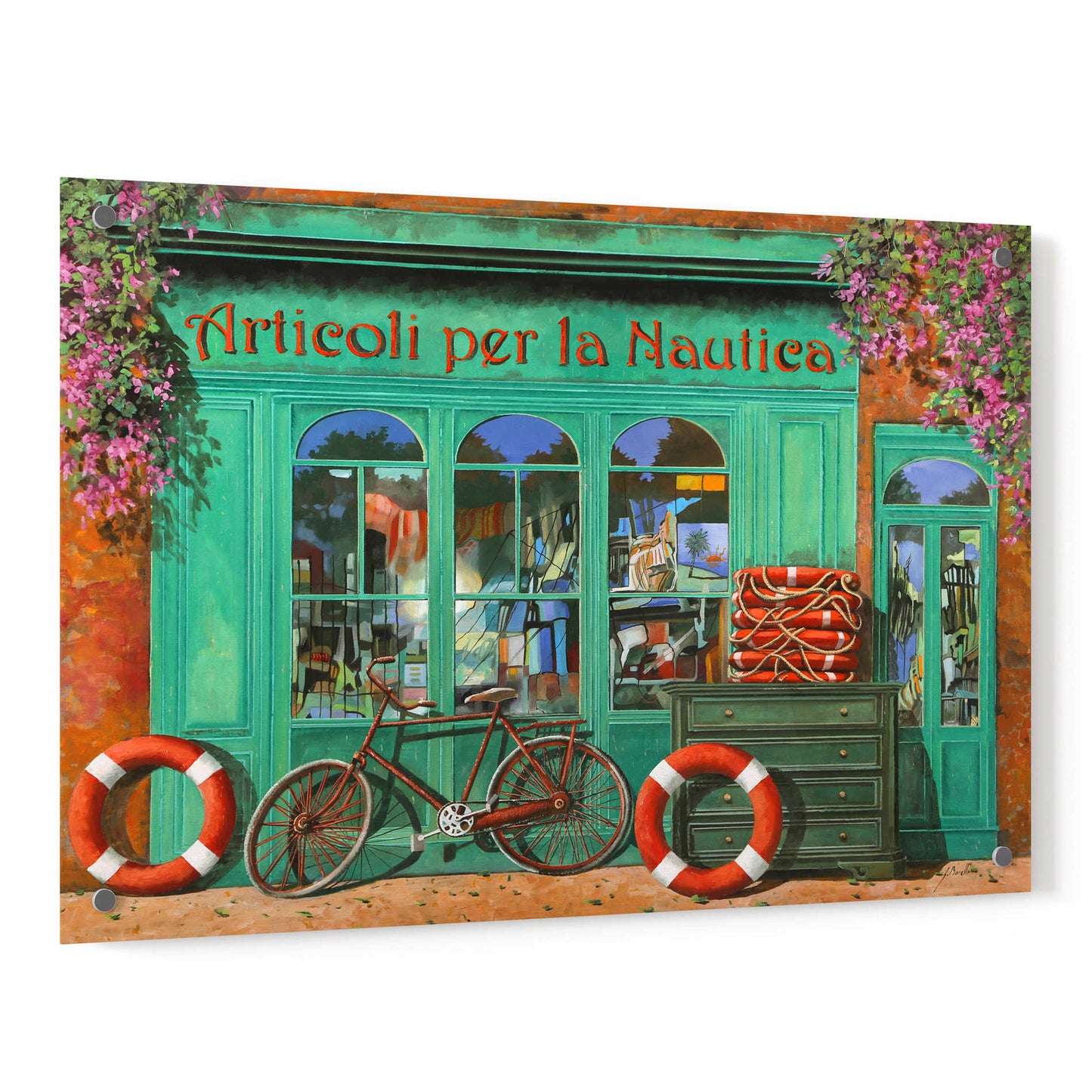 Epic Art 'La Bicicletta Rossa' by Guido Borelli, Acrylic Glass Wall Art,36x24