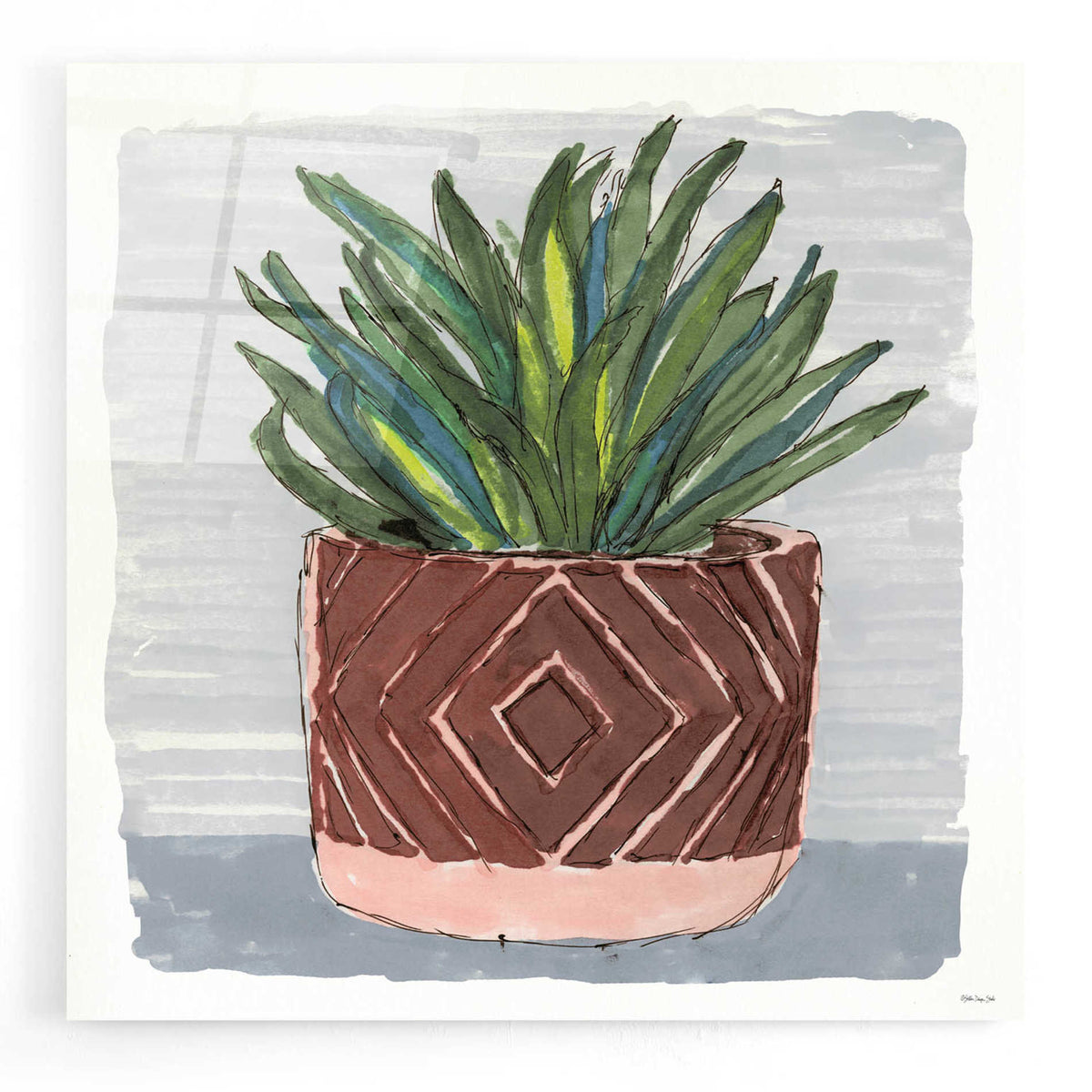 Epic Art 'Potted Agave II' by Stellar Design Studio, Acrylic Glass Wall Art