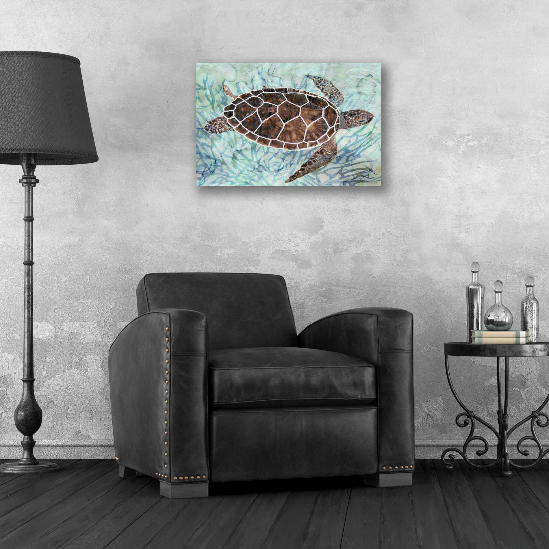 Epic Art 'Sea Turtle Collage 1' by Stellar Design Studio, Acrylic Glass Wall Art,24x16