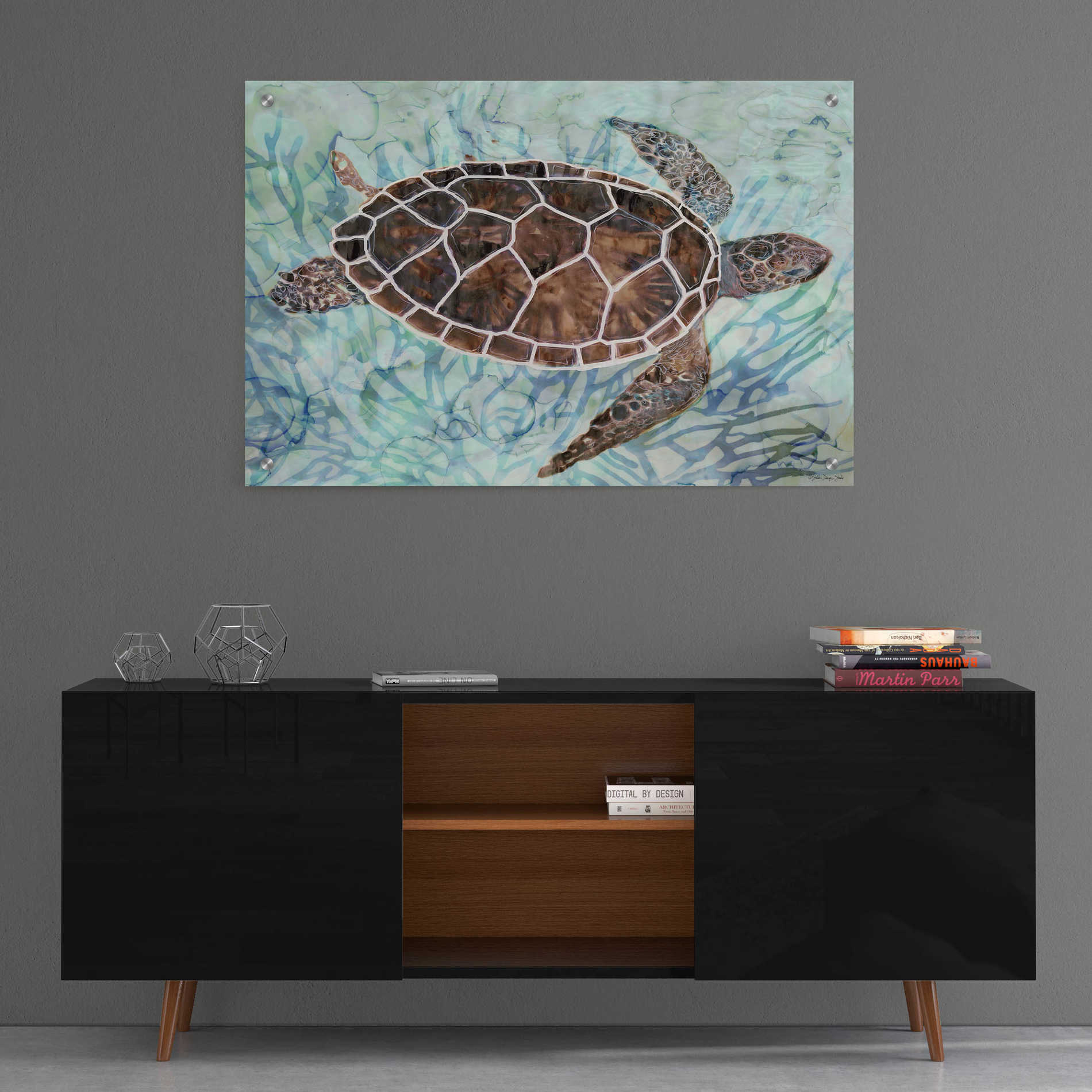 Epic Art 'Sea Turtle Collage 1' by Stellar Design Studio, Acrylic Glass Wall Art,36x24