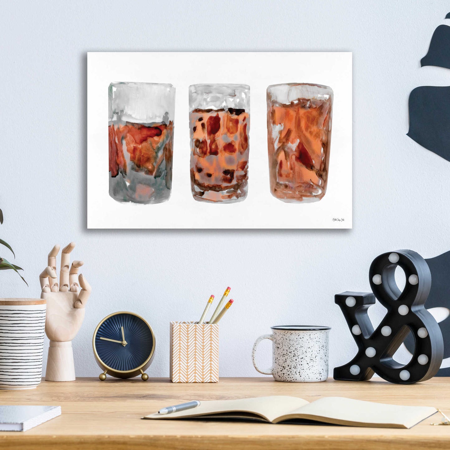 Epic Art 'Bourbon Glasses 2' by Stellar Design Studio, Acrylic Glass Wall Art,16x12