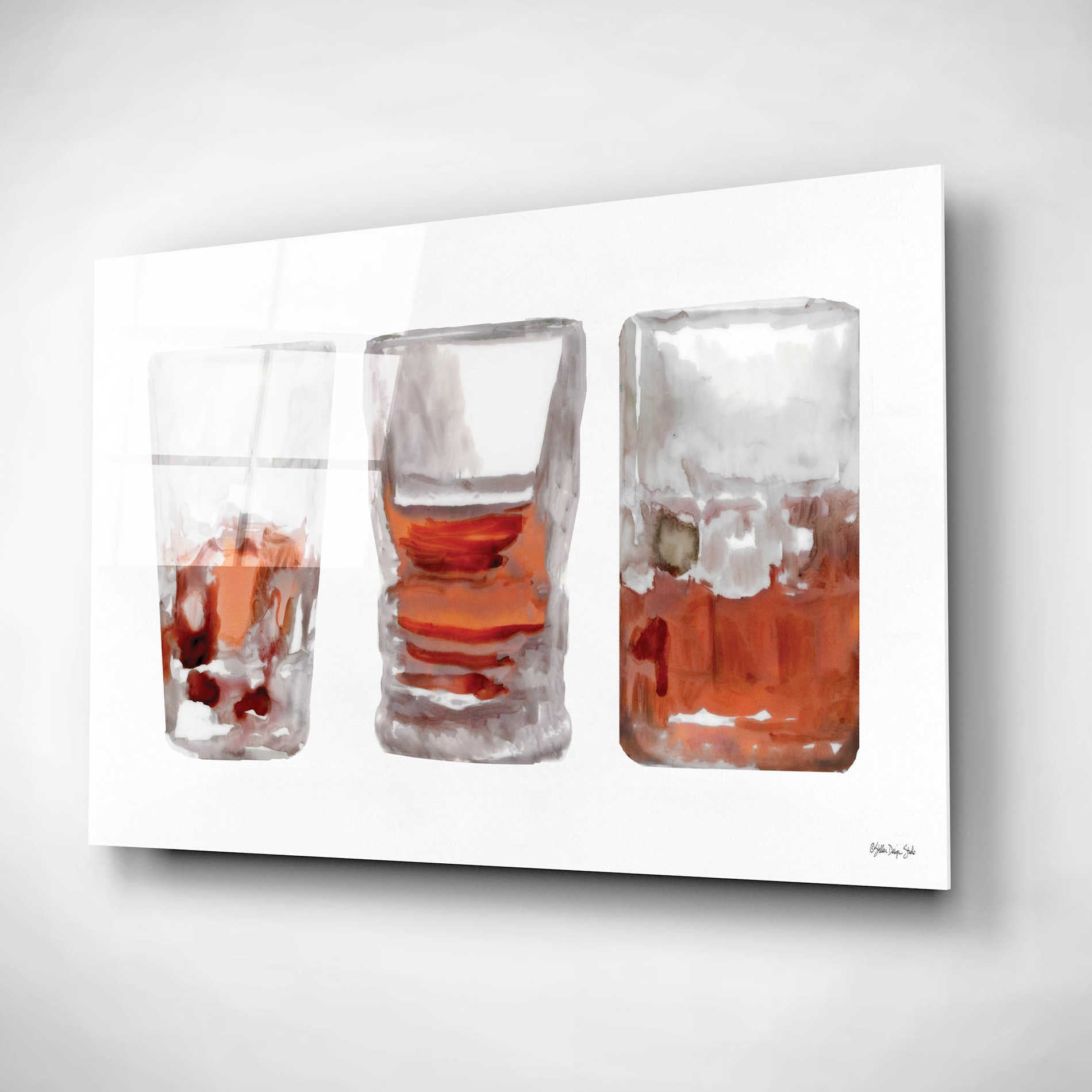 Epic Art 'Bourbon Glasses 1' by Stellar Design Studio, Acrylic Glass Wall Art,16x12