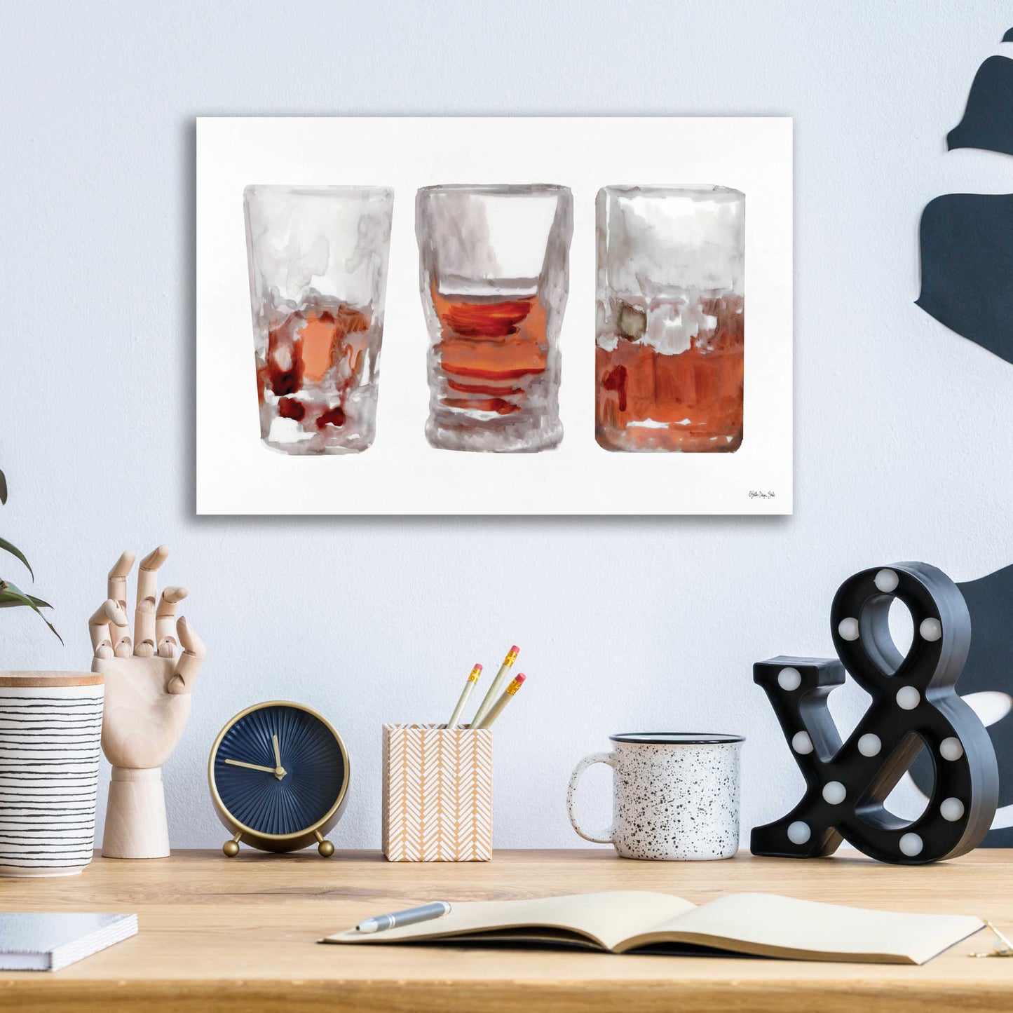 Epic Art 'Bourbon Glasses 1' by Stellar Design Studio, Acrylic Glass Wall Art,16x12