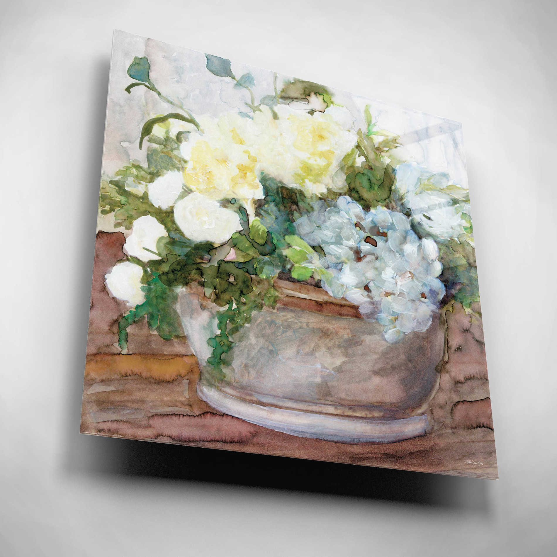 Epic Art 'Country Basket of Blooms II' by Stellar Design Studio, Acrylic Glass Wall Art,12x12