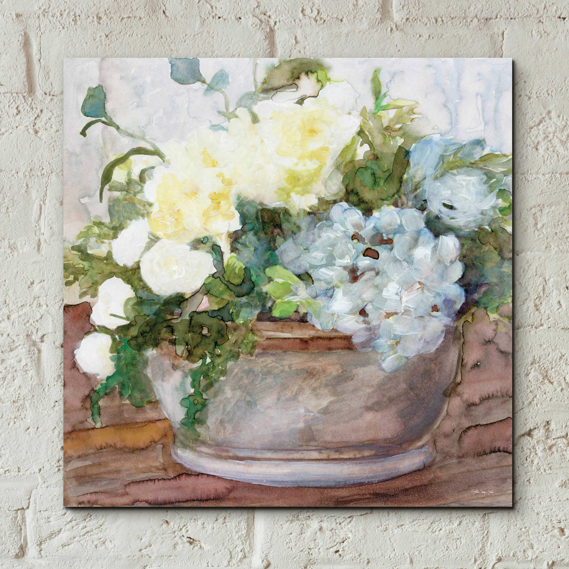 Epic Art 'Country Basket of Blooms II' by Stellar Design Studio, Acrylic Glass Wall Art,12x12