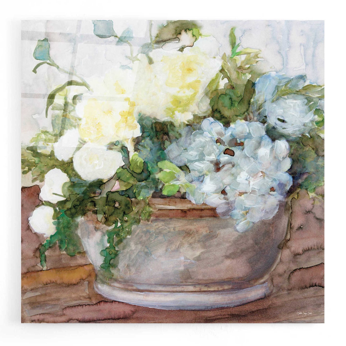 Epic Art 'Country Basket of Blooms II' by Stellar Design Studio, Acrylic Glass Wall Art,12x12