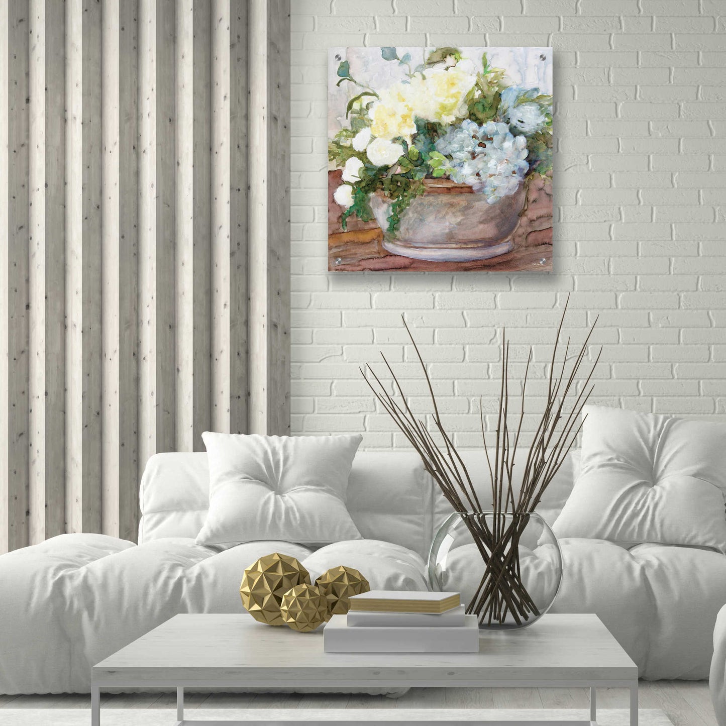 Epic Art 'Country Basket of Blooms II' by Stellar Design Studio, Acrylic Glass Wall Art,24x24