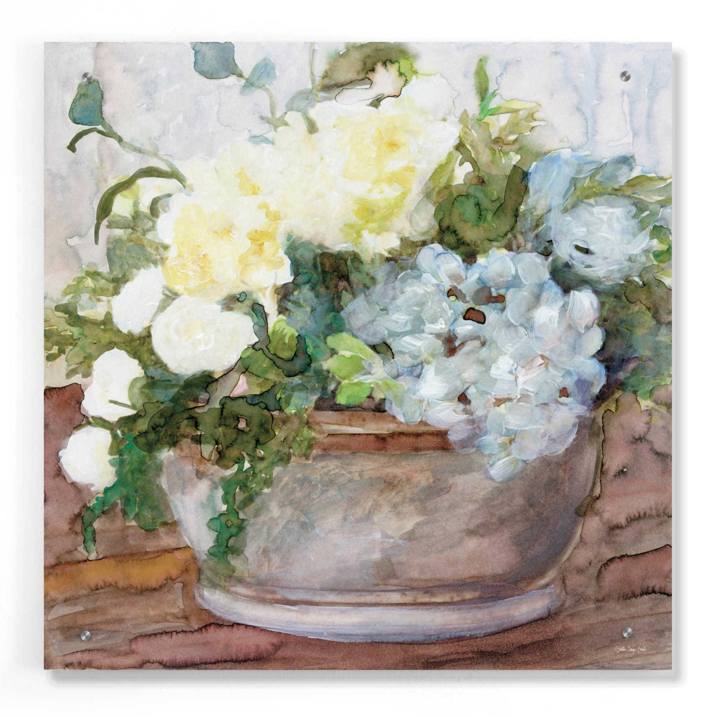 Epic Art 'Country Basket of Blooms II' by Stellar Design Studio, Acrylic Glass Wall Art,24x24