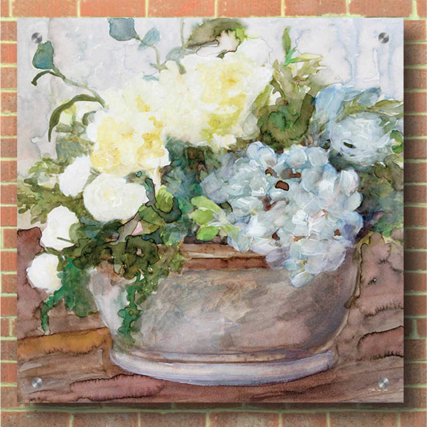 Epic Art 'Country Basket of Blooms II' by Stellar Design Studio, Acrylic Glass Wall Art,36x36