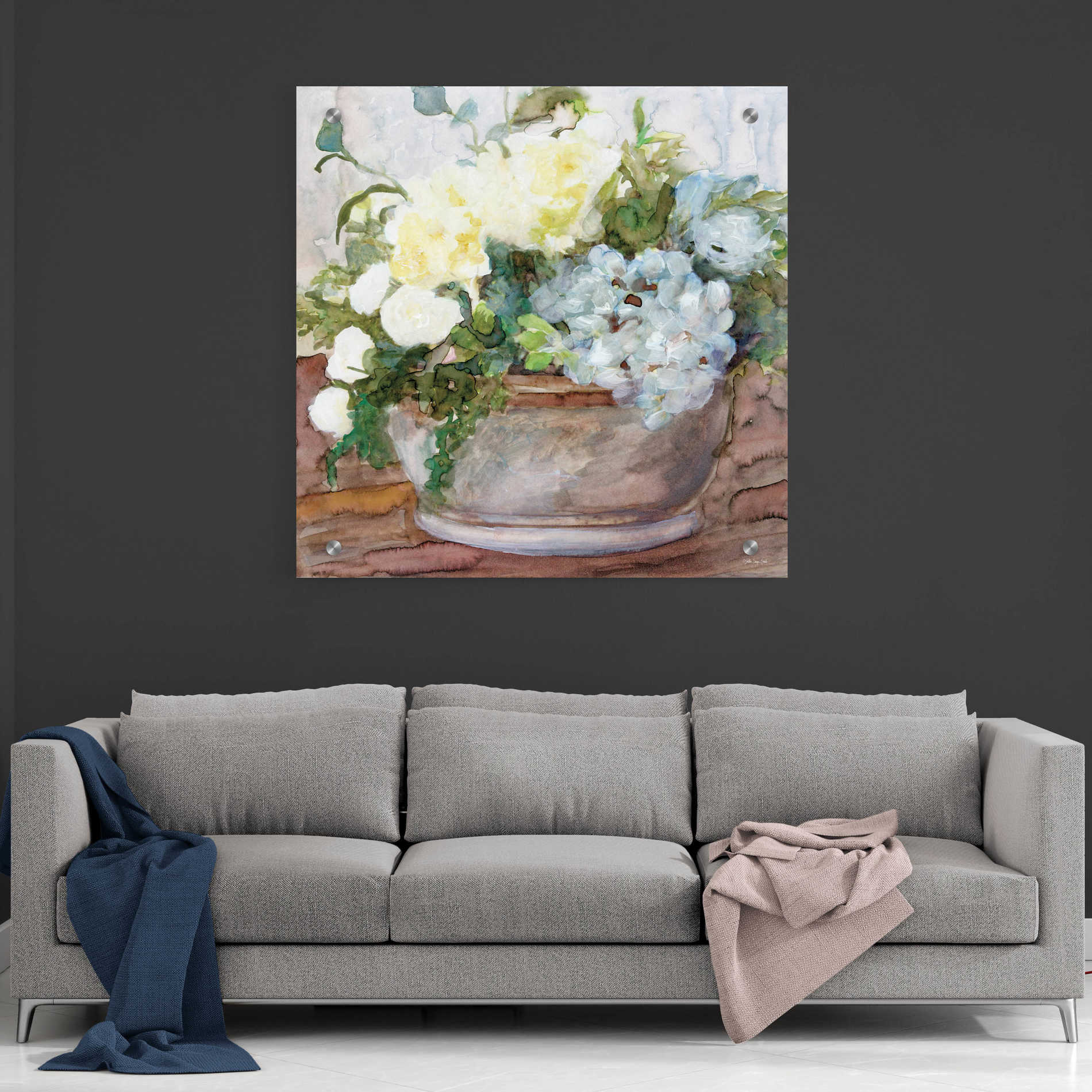 Epic Art 'Country Basket of Blooms II' by Stellar Design Studio, Acrylic Glass Wall Art,36x36