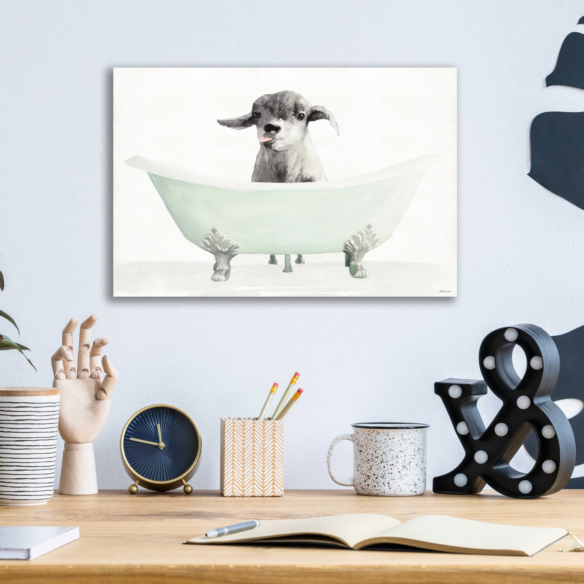 Epic Art 'Vintage Tub with Goat' by Stellar Design Studio, Acrylic Glass Wall Art,16x12