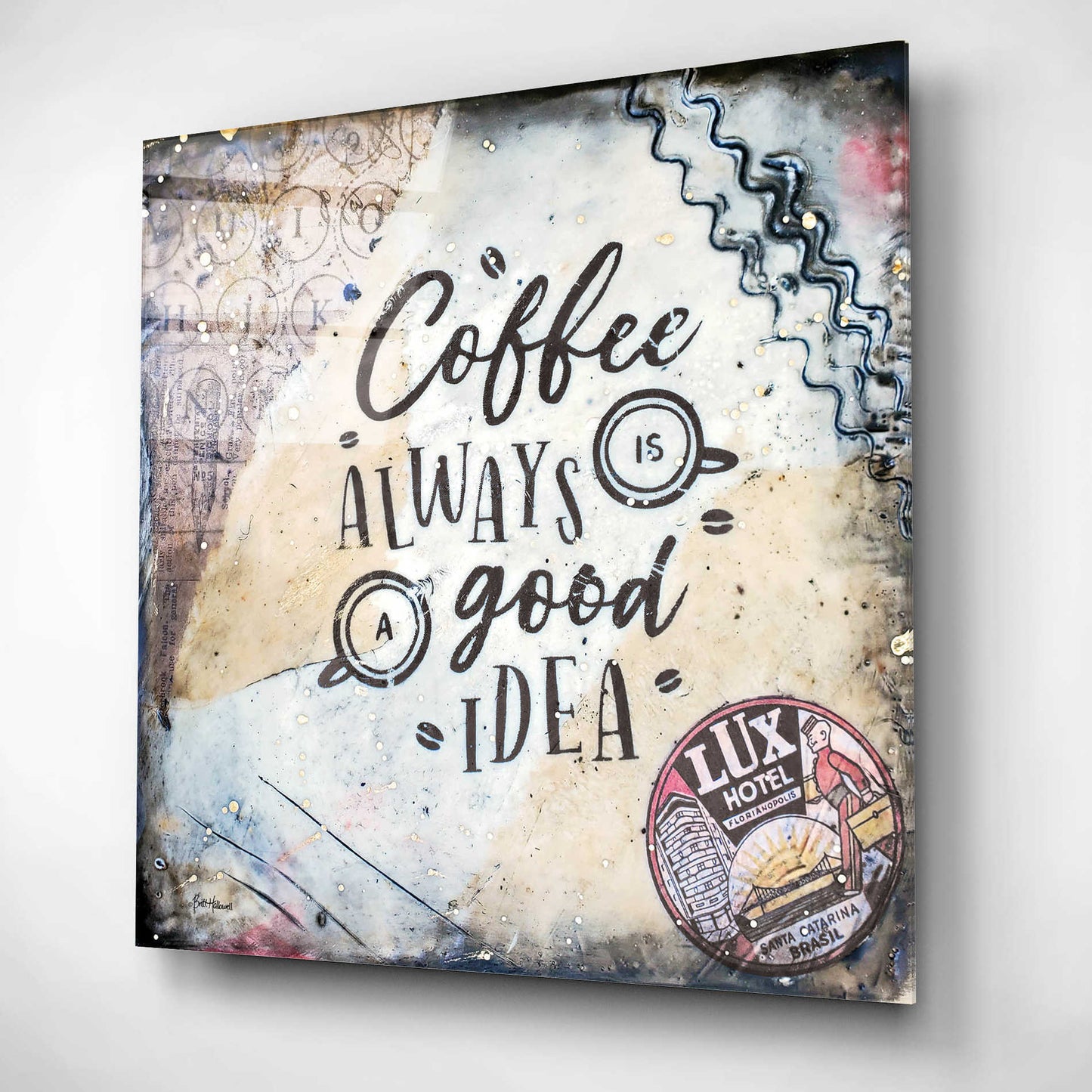 Epic Art 'Coffee Love' by Britt Hallowell, Acrylic Glass Wall Art,12x12