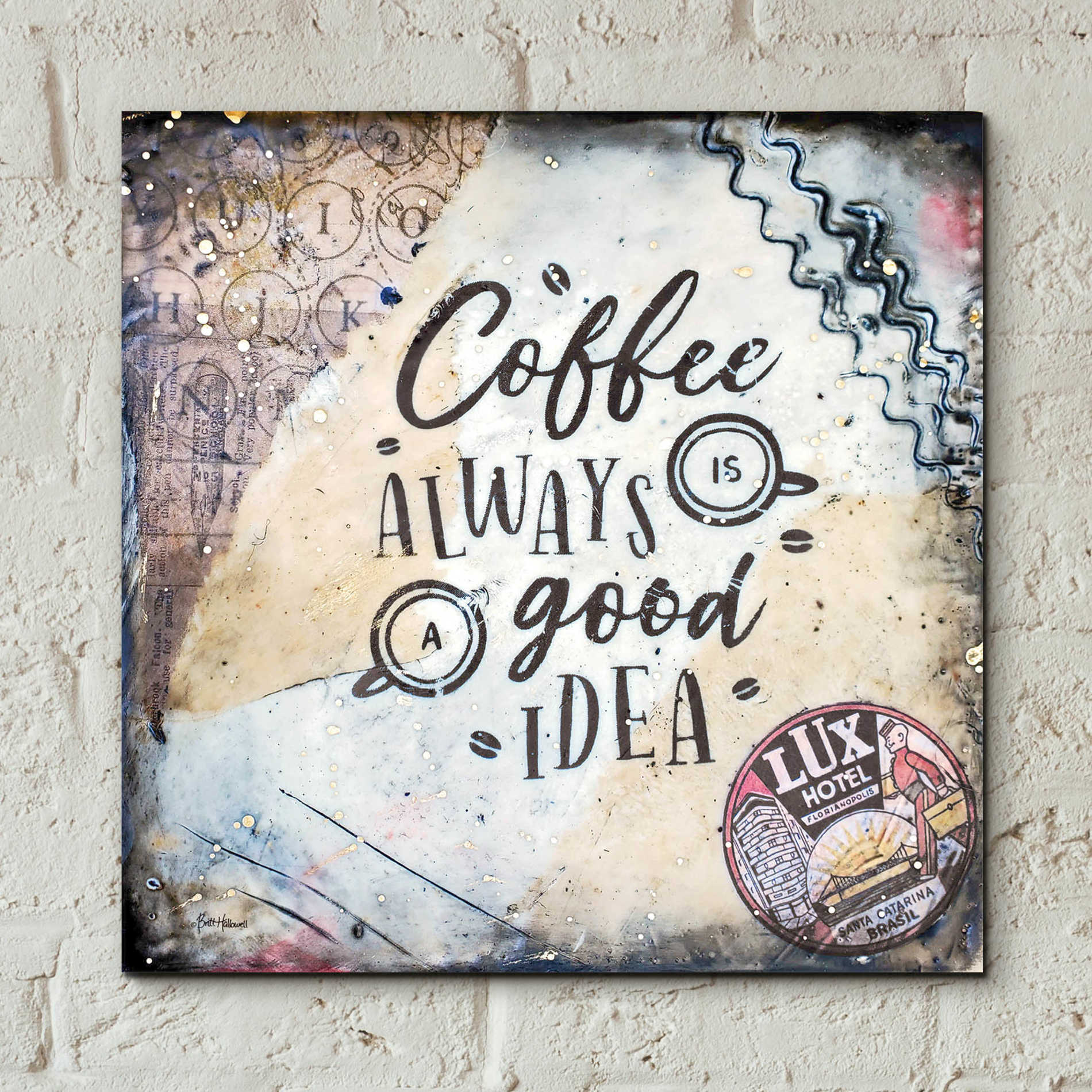 Epic Art 'Coffee Love' by Britt Hallowell, Acrylic Glass Wall Art,12x12