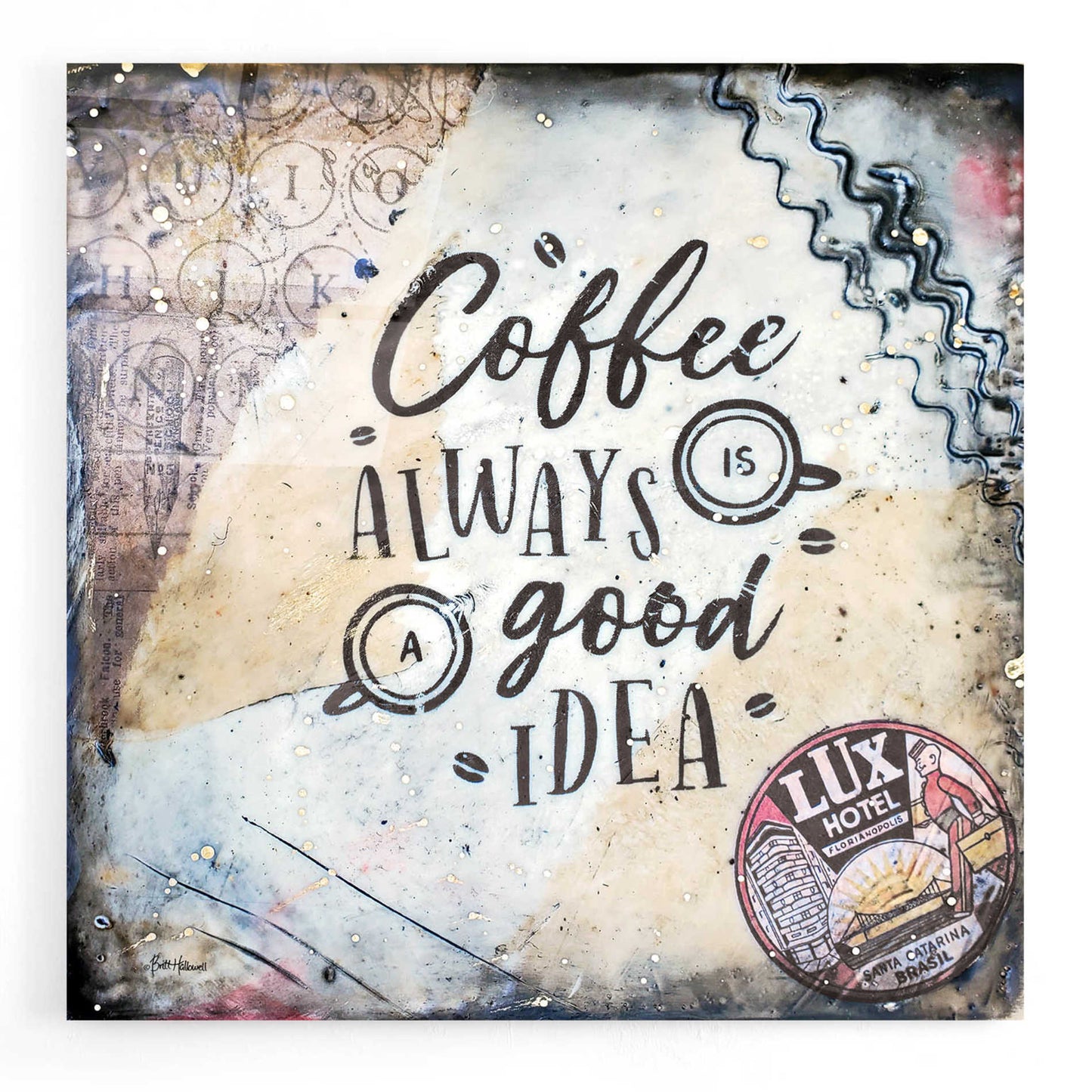 Epic Art 'Coffee Love' by Britt Hallowell, Acrylic Glass Wall Art,12x12