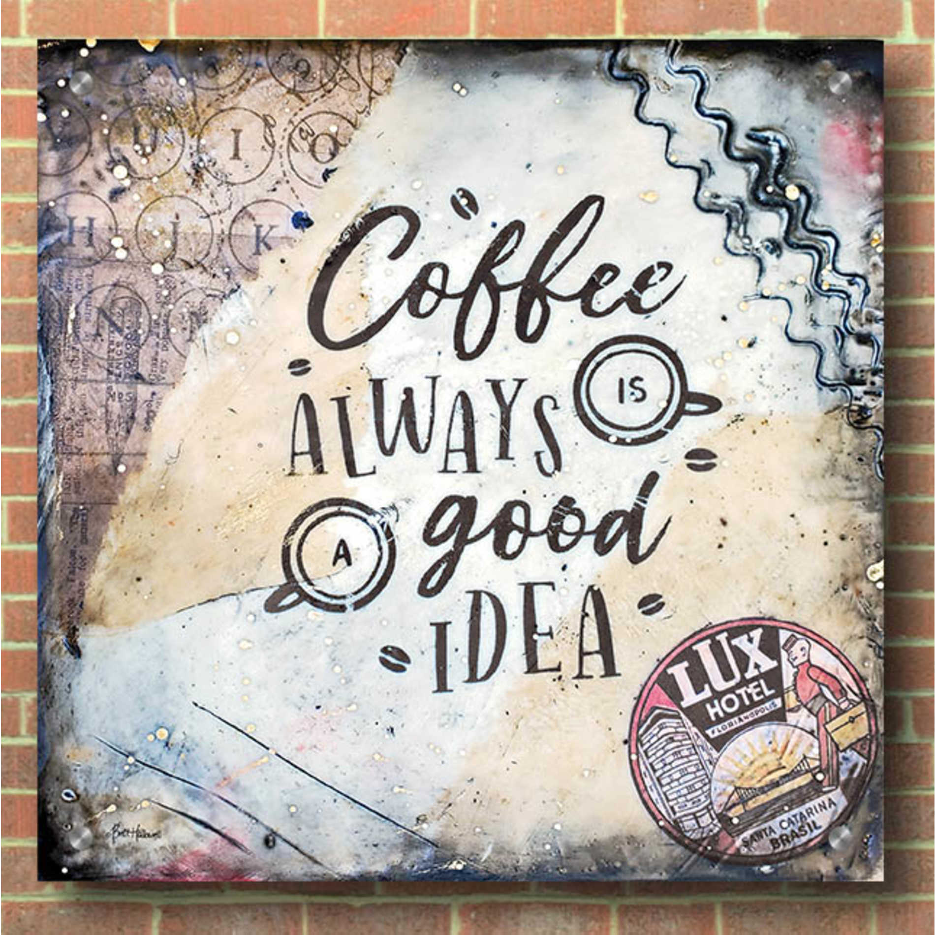 Epic Art 'Coffee Love' by Britt Hallowell, Acrylic Glass Wall Art,36x36