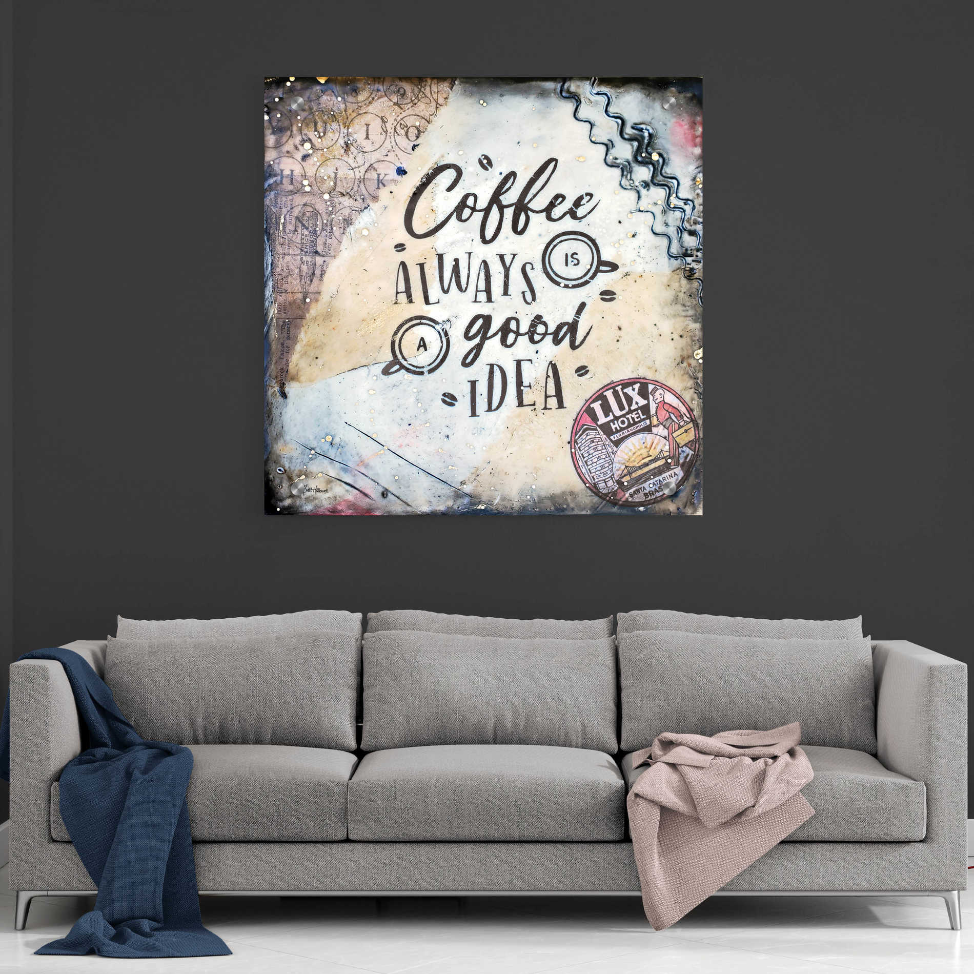 Epic Art 'Coffee Love' by Britt Hallowell, Acrylic Glass Wall Art,36x36