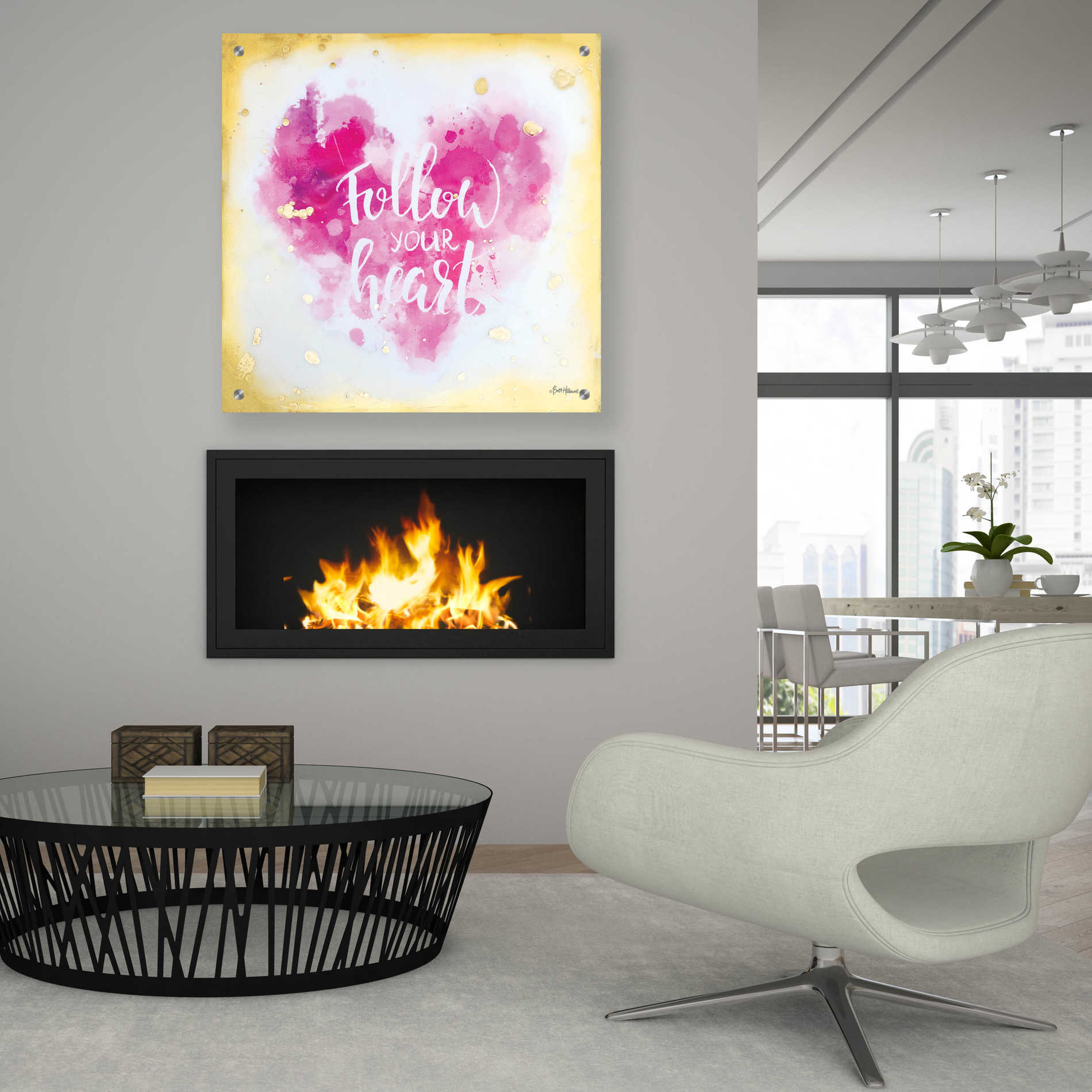 Epic Art 'Follow Your Heart' by Britt Hallowell, Acrylic Glass Wall Art,36x36