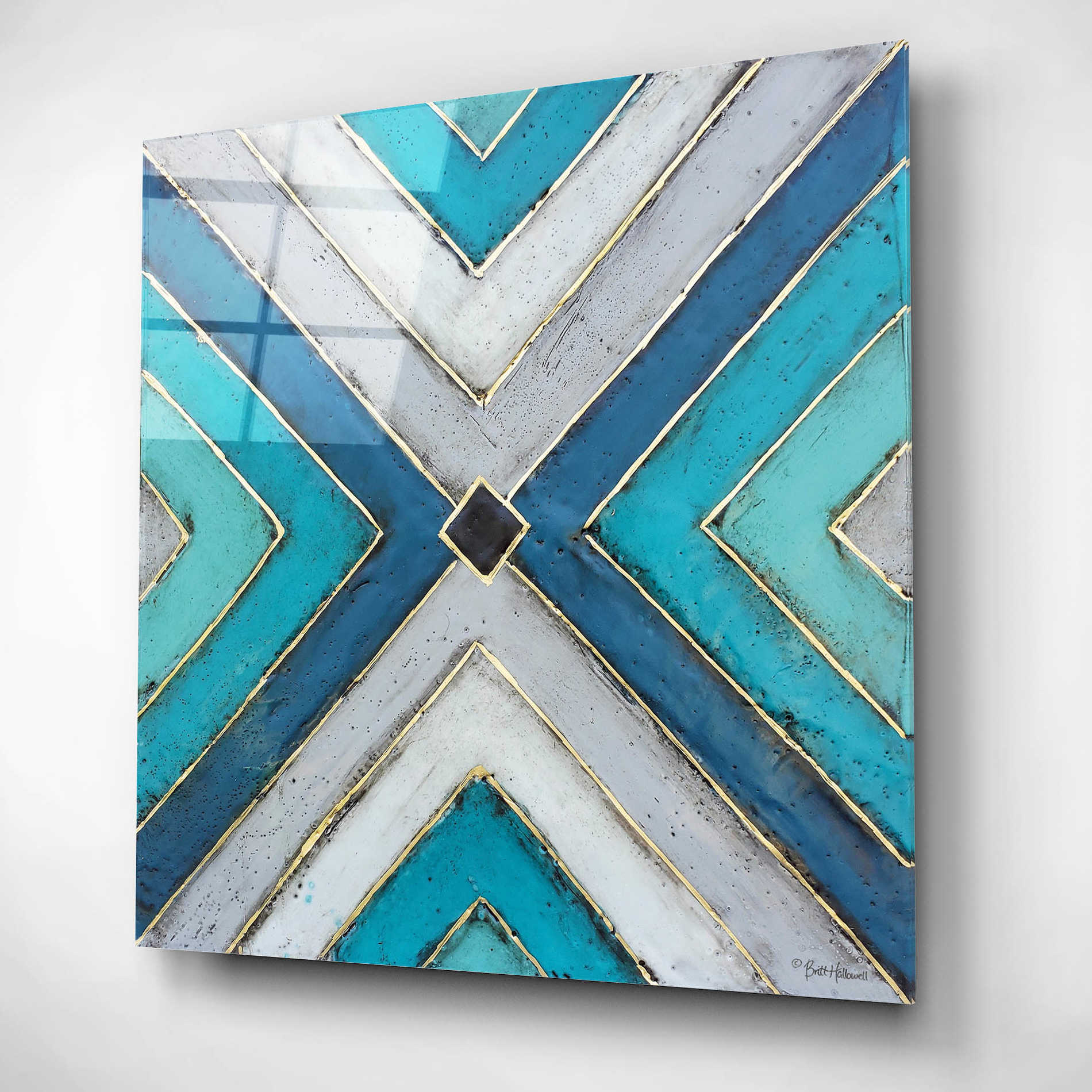 Epic Art 'Geometric Common Ground' by Britt Hallowell, Acrylic Glass Wall Art,12x12