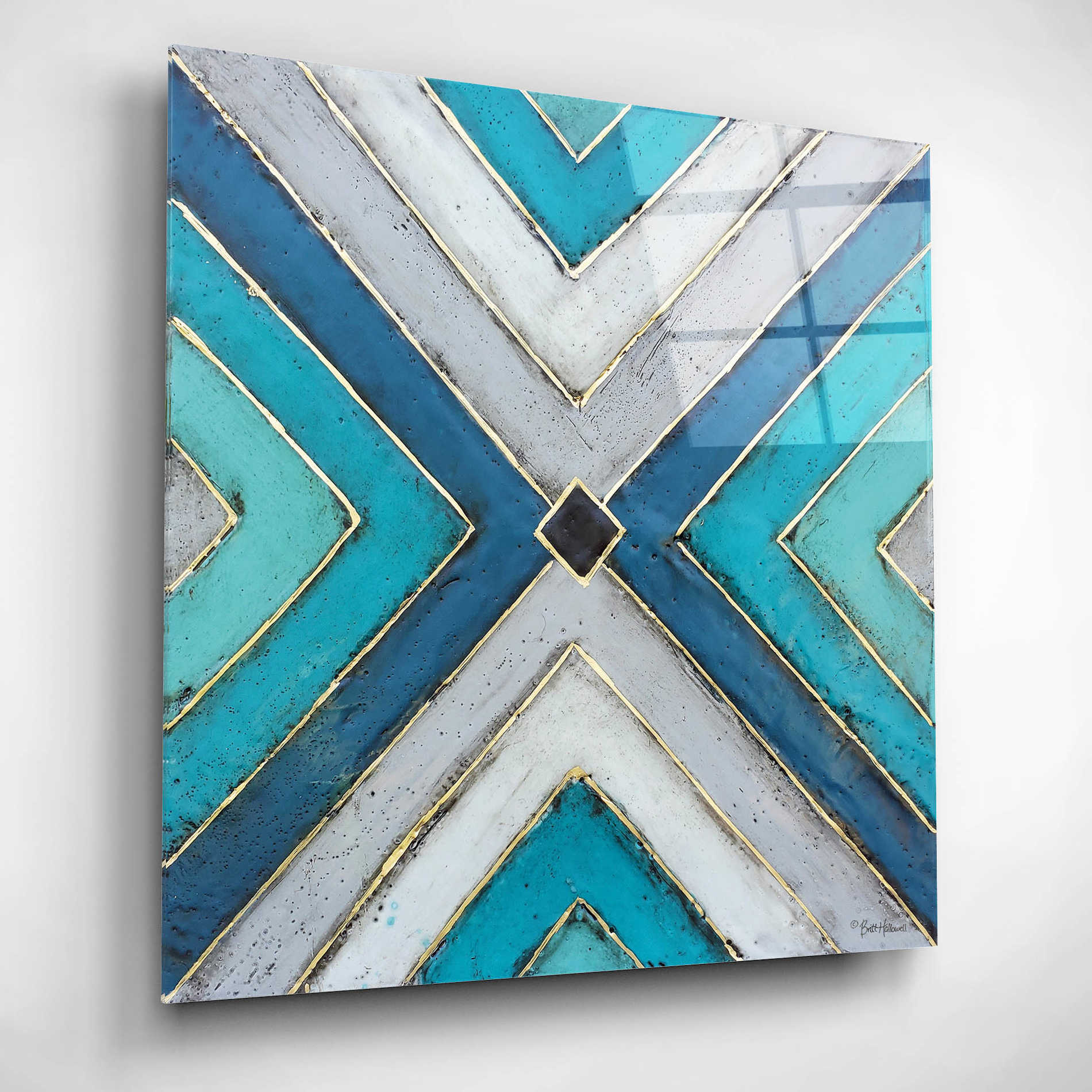 Epic Art 'Geometric Common Ground' by Britt Hallowell, Acrylic Glass Wall Art,12x12