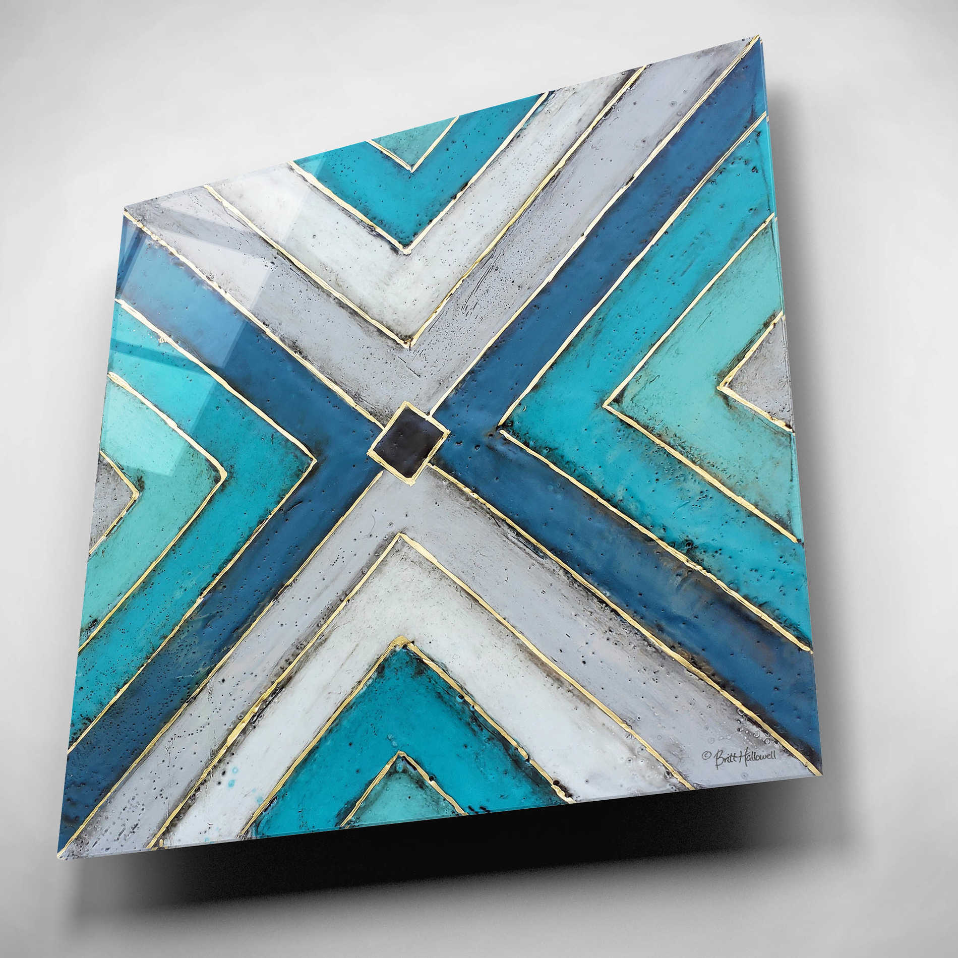 Epic Art 'Geometric Common Ground' by Britt Hallowell, Acrylic Glass Wall Art,12x12