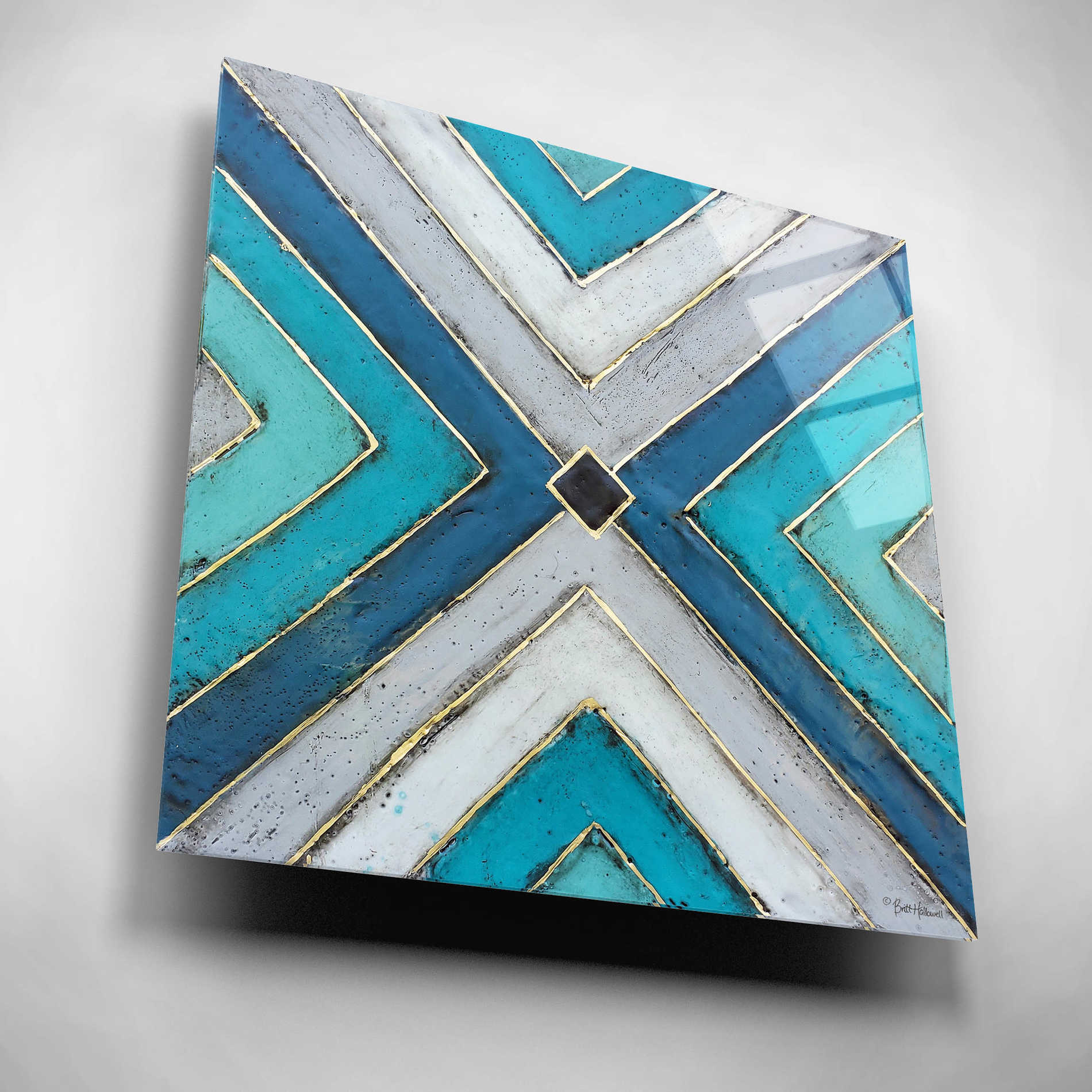 Epic Art 'Geometric Common Ground' by Britt Hallowell, Acrylic Glass Wall Art,12x12