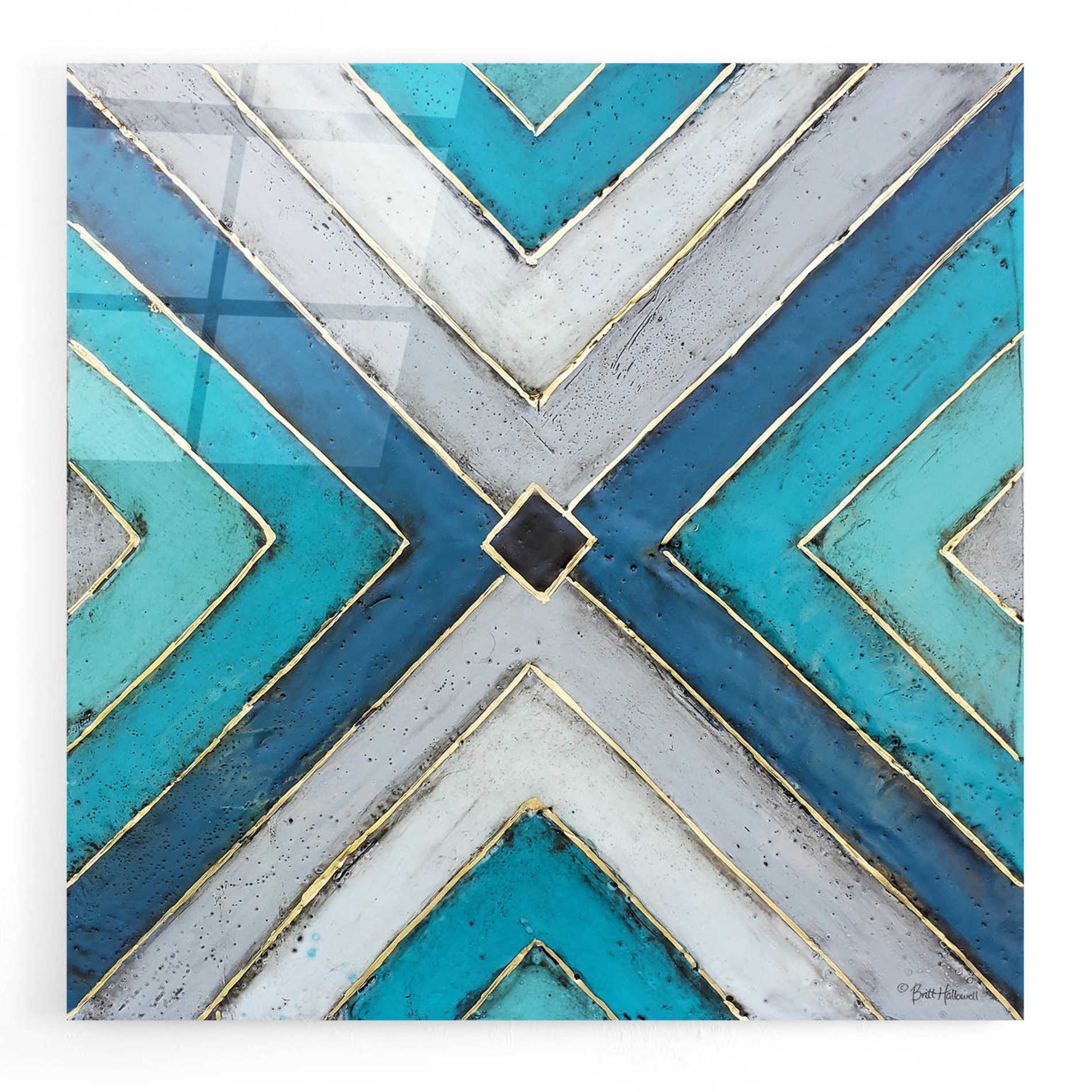 Epic Art 'Geometric Common Ground' by Britt Hallowell, Acrylic Glass Wall Art,12x12