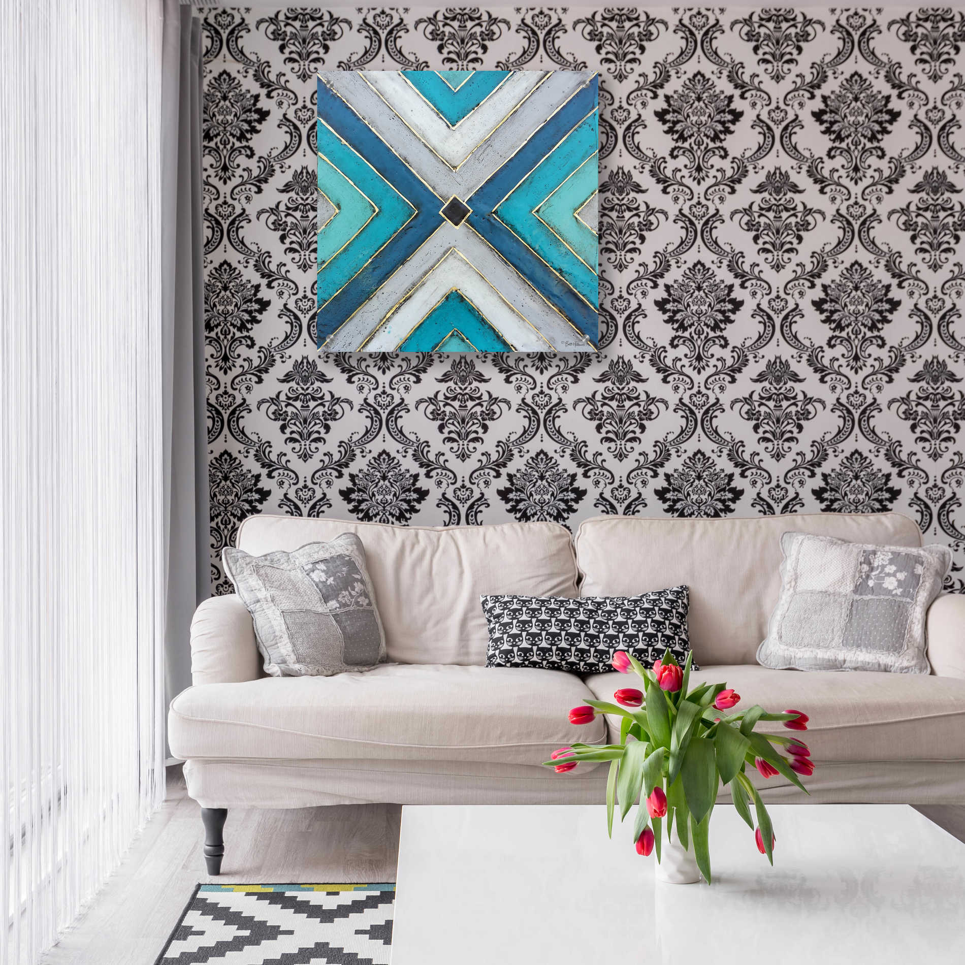 Epic Art 'Geometric Common Ground' by Britt Hallowell, Acrylic Glass Wall Art,24x24