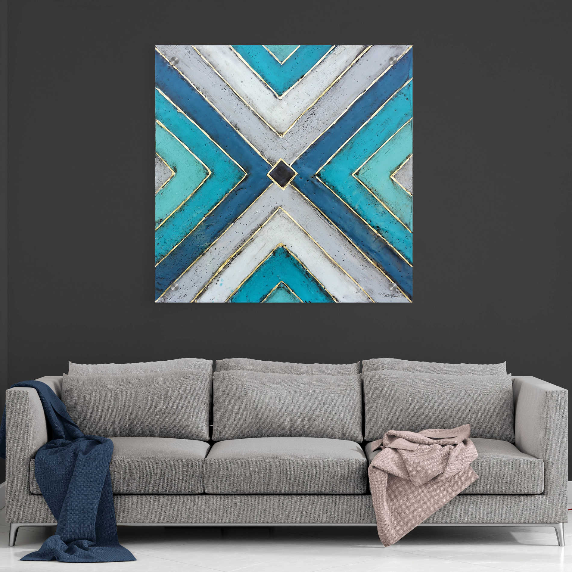 Epic Art 'Geometric Common Ground' by Britt Hallowell, Acrylic Glass Wall Art,36x36