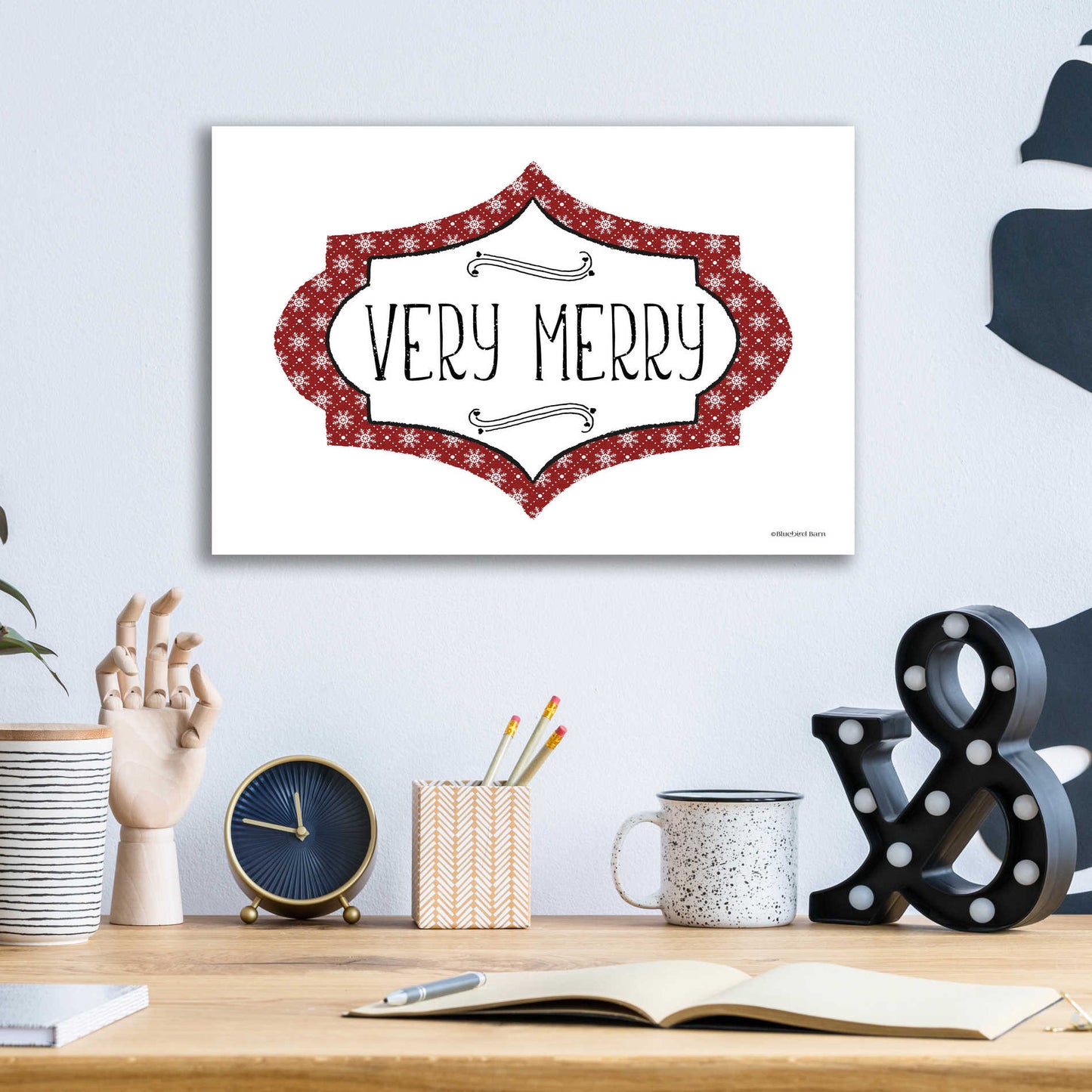 Epic Art 'Very Merry' by Bluebird Barn, Acrylic Glass Wall Art,16x12