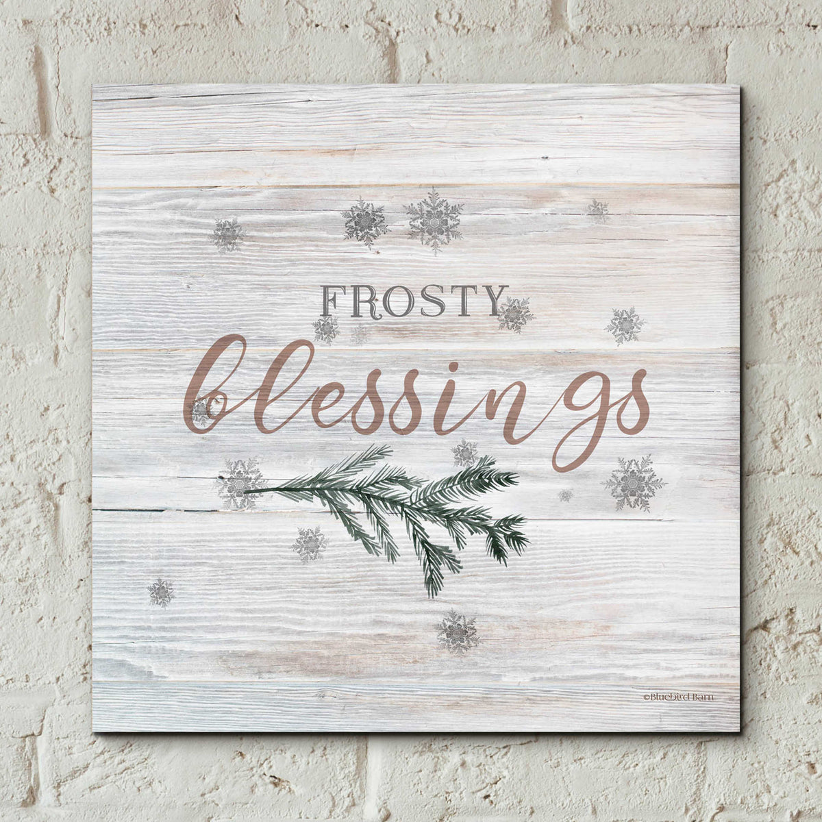 Epic Art 'Frosty Blessings II' by Bluebird Barn, Acrylic Glass Wall Art,12x12