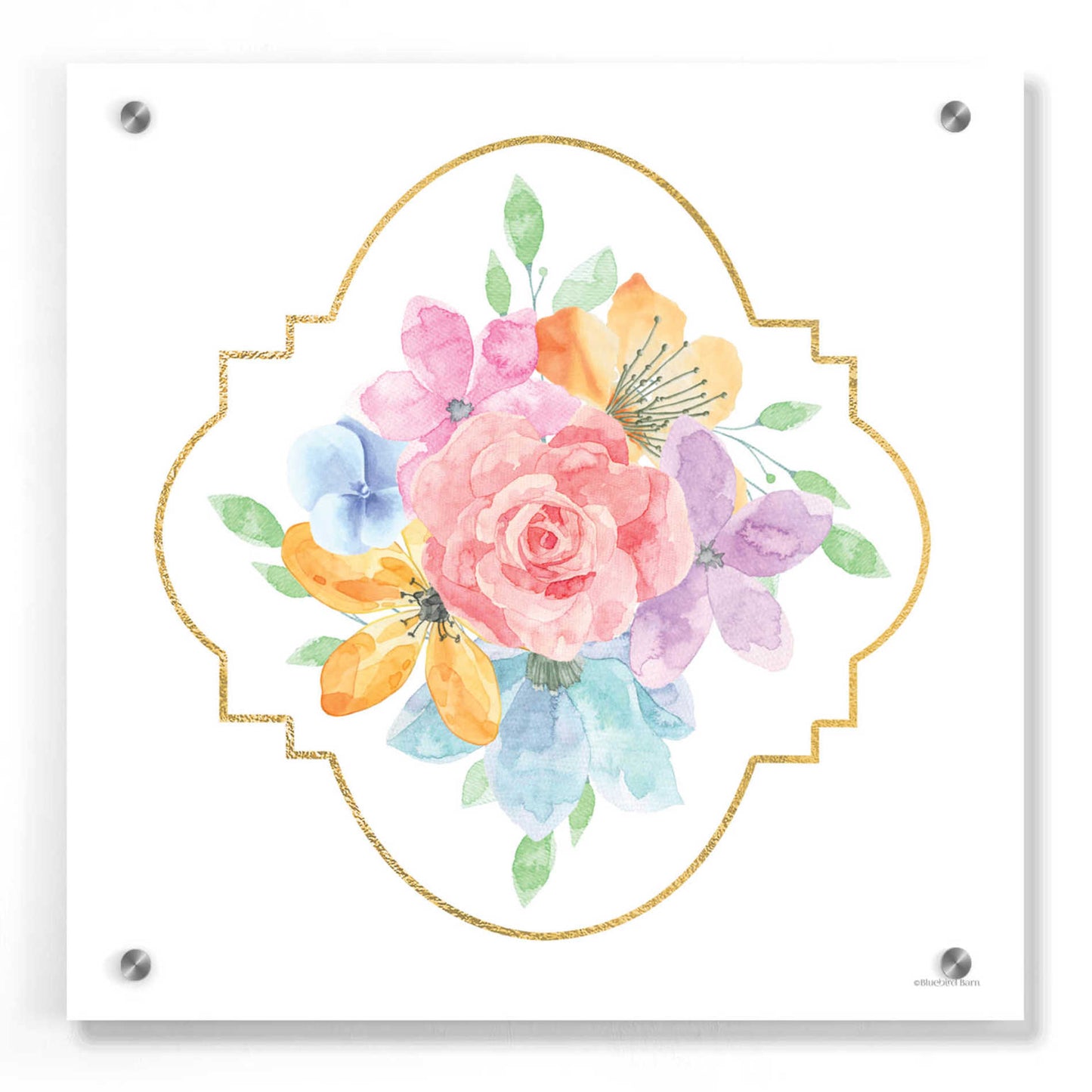 Epic Art 'Floral Center Rose' by Bluebird Barn, Acrylic Glass Wall Art,36x36