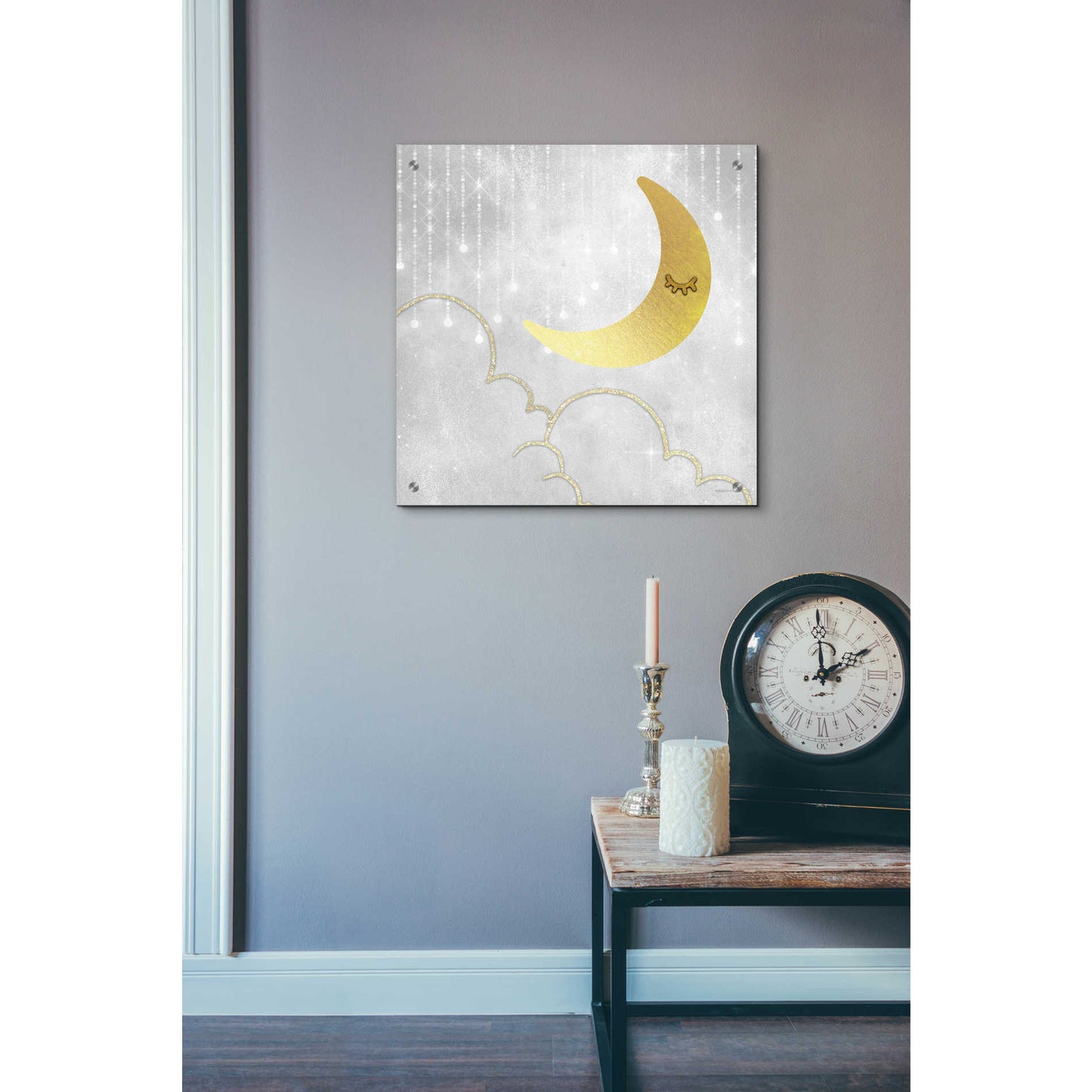 Epic Art 'Gold Moon' by Bluebird Barn, Acrylic Glass Wall Art,24x24