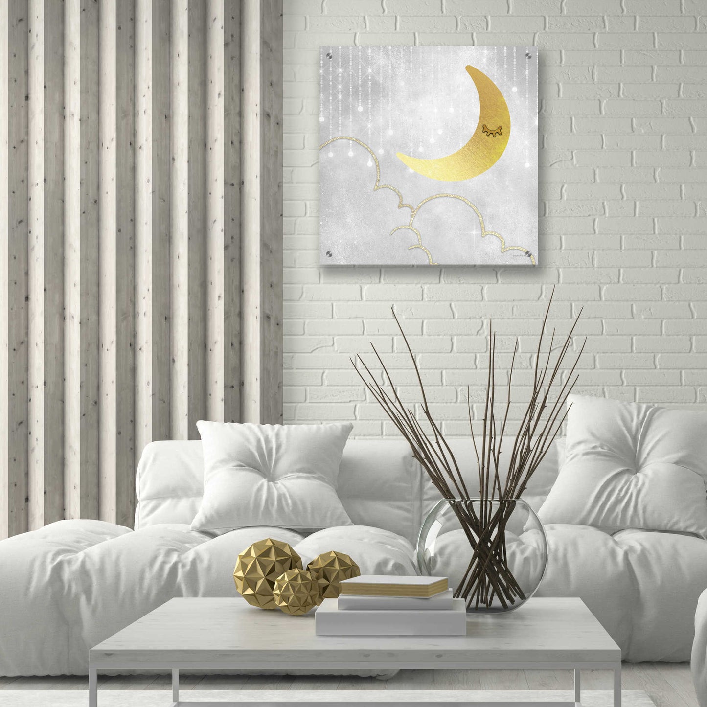 Epic Art 'Gold Moon' by Bluebird Barn, Acrylic Glass Wall Art,24x24