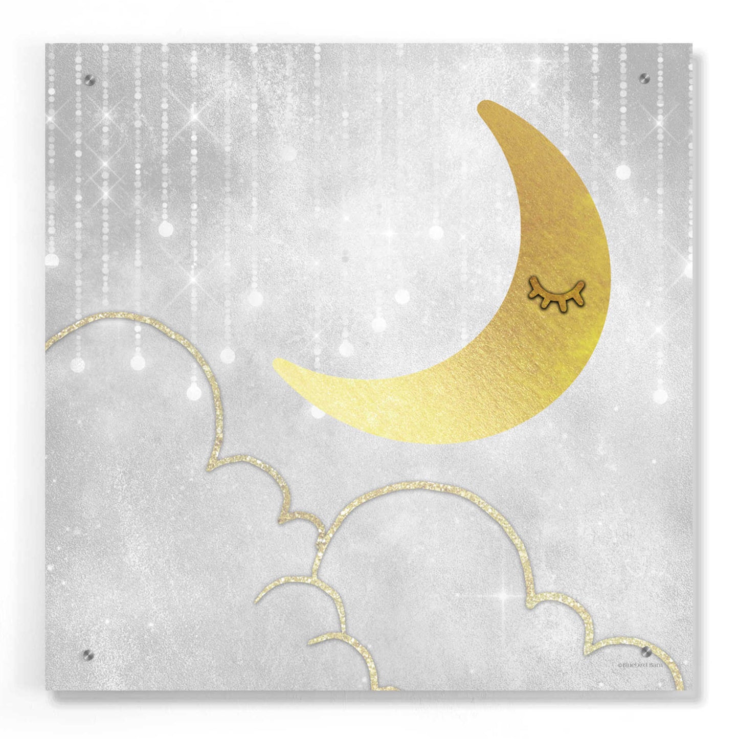 Epic Art 'Gold Moon' by Bluebird Barn, Acrylic Glass Wall Art,24x24