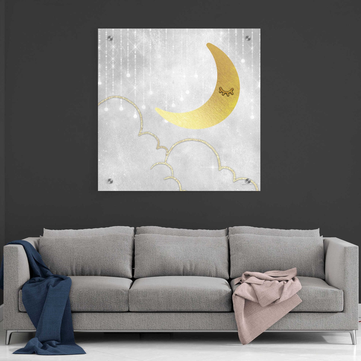 Epic Art 'Gold Moon' by Bluebird Barn, Acrylic Glass Wall Art,36x36