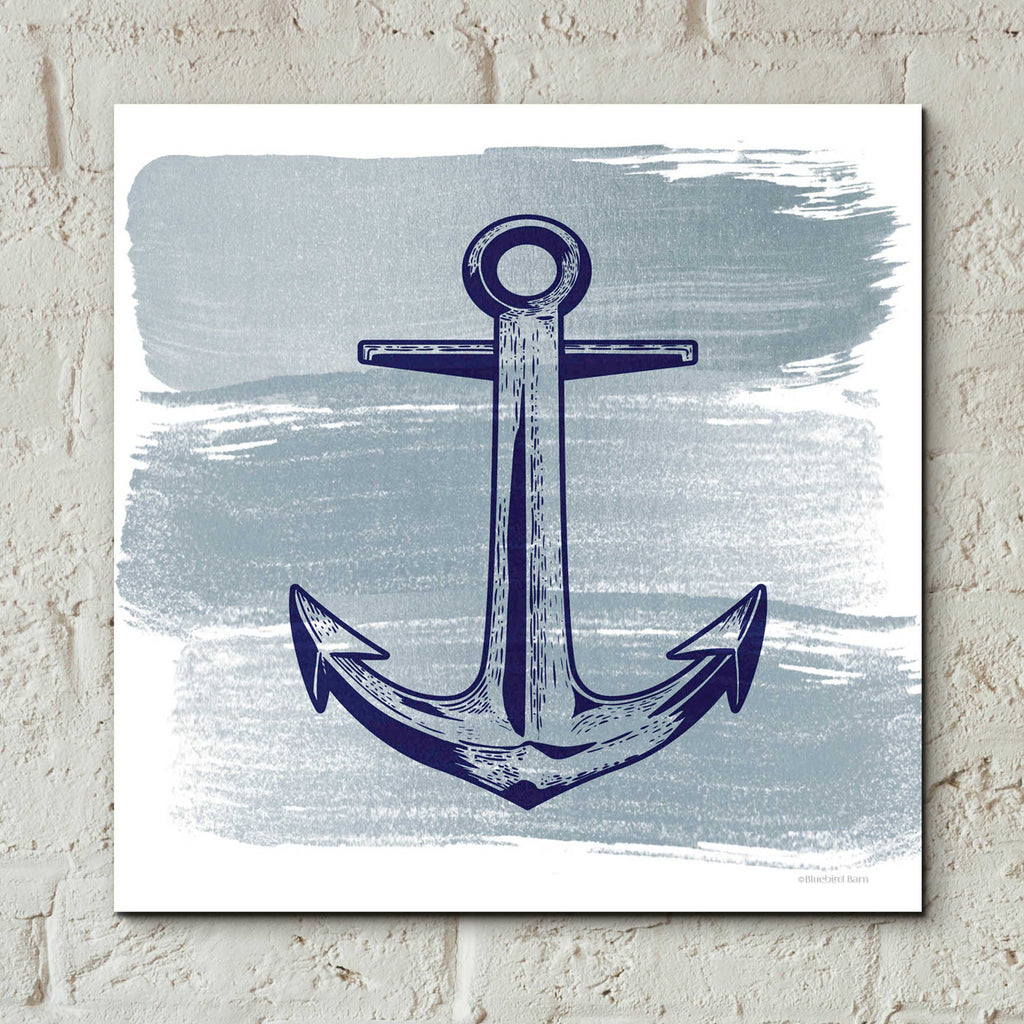 Epic Art 'Brushed Midnight Blue Anchor' by Bluebird Barn, Acrylic Glass Wall Art,12x12